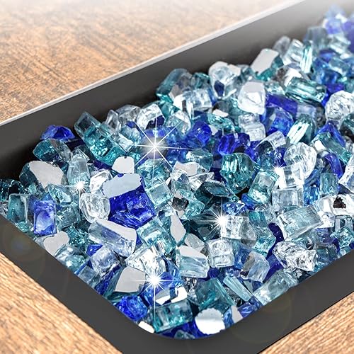 Miniatura 25 de GASPRO Vidrio transparente de 10 libras para mesa de hoguera, rocas de vidrio reflectante para chimenea de gas, precioso, 1/2 pulgada Reflectante