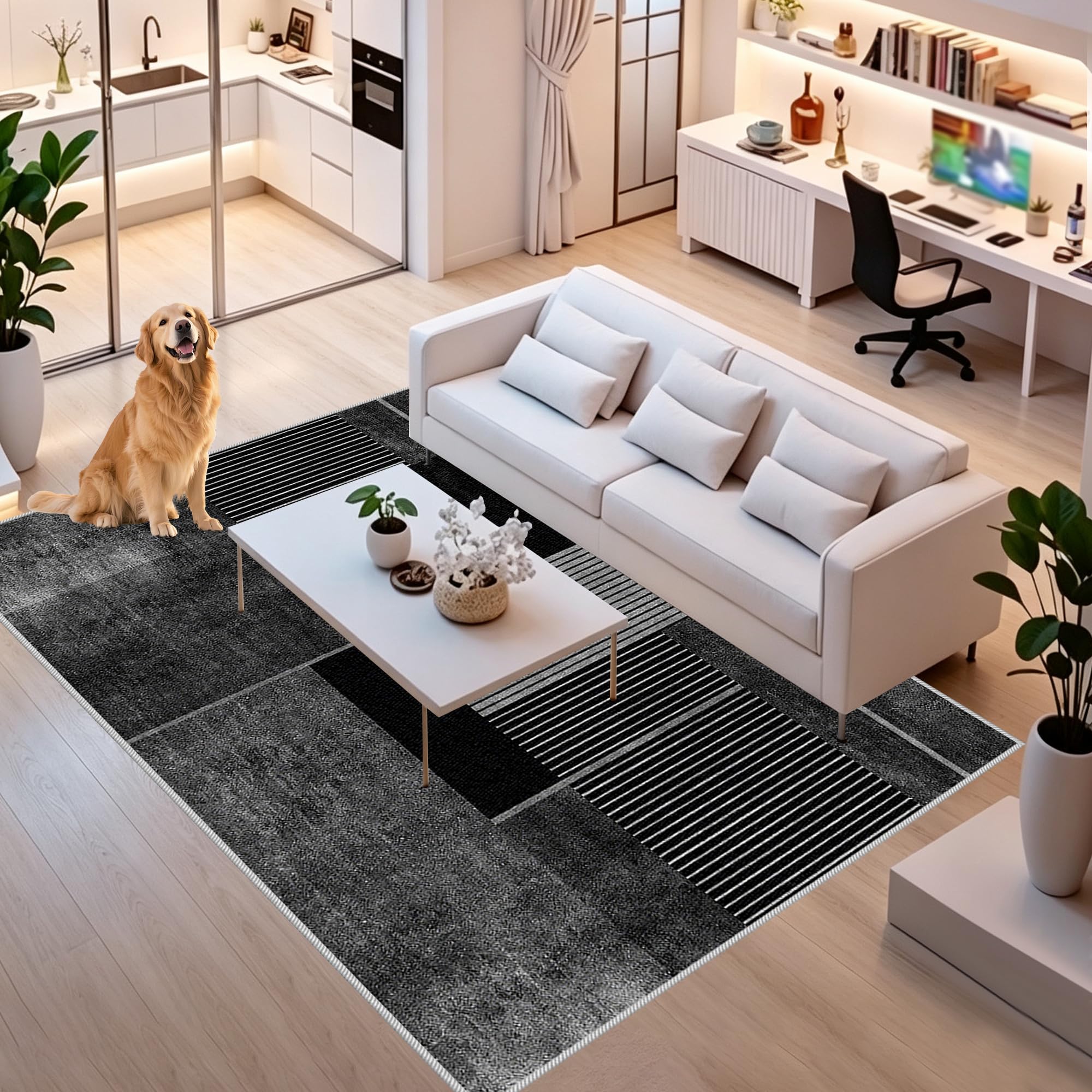 Nowoczesny miękki dywan do salonu z krótkim włosiem można prać 120 x 180 cm