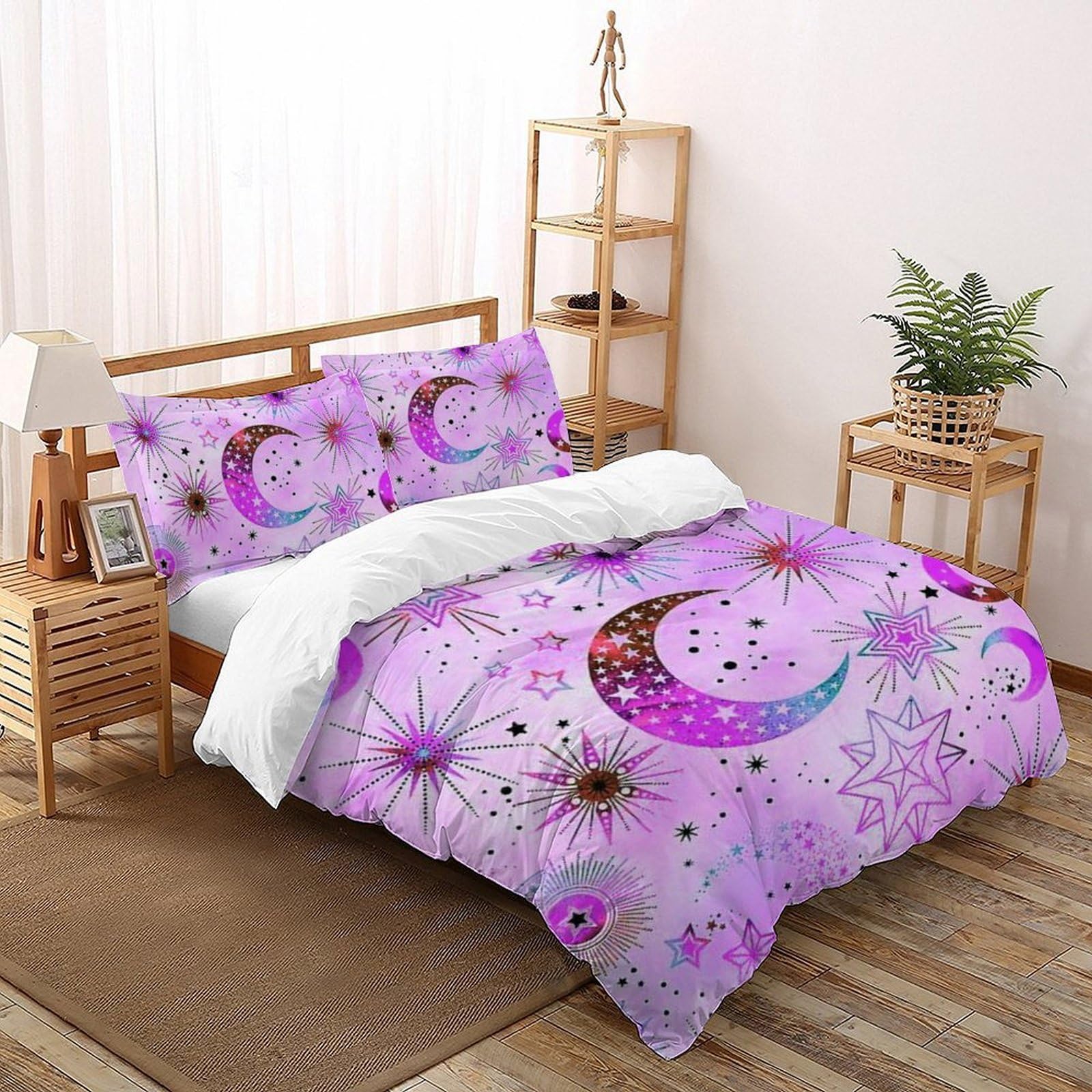 Parure de lit lune 3D facile à changer avec fermeture éclair 200x200 pour enfant