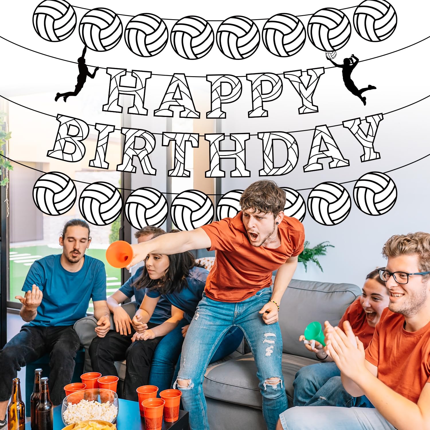 Striscione Compleanno Tema Pallavolo - Decorazione Feste Con Banner, Nastri E Spilla - Foto 6