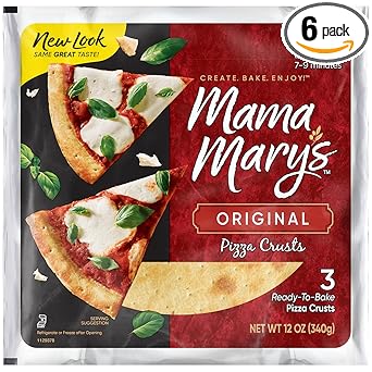 Mama Mary's 7" Original Ready to Bake Pizza Crusts, 3 Count (Pack of 6)