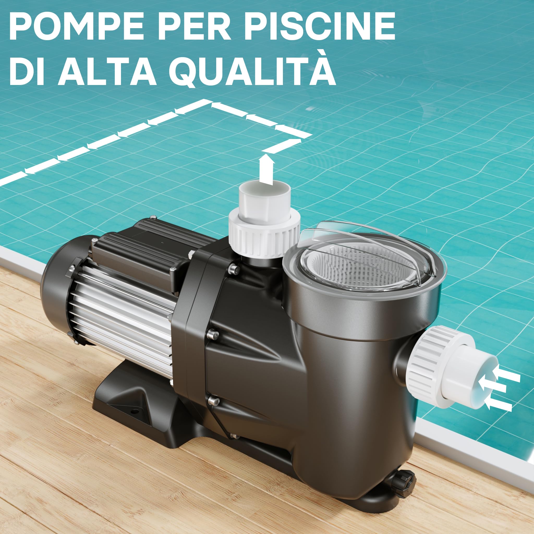 Wiltec Pompa piscina per ricircolo e filtraggio 33600 l/h 1500 W Pompa di circolazione