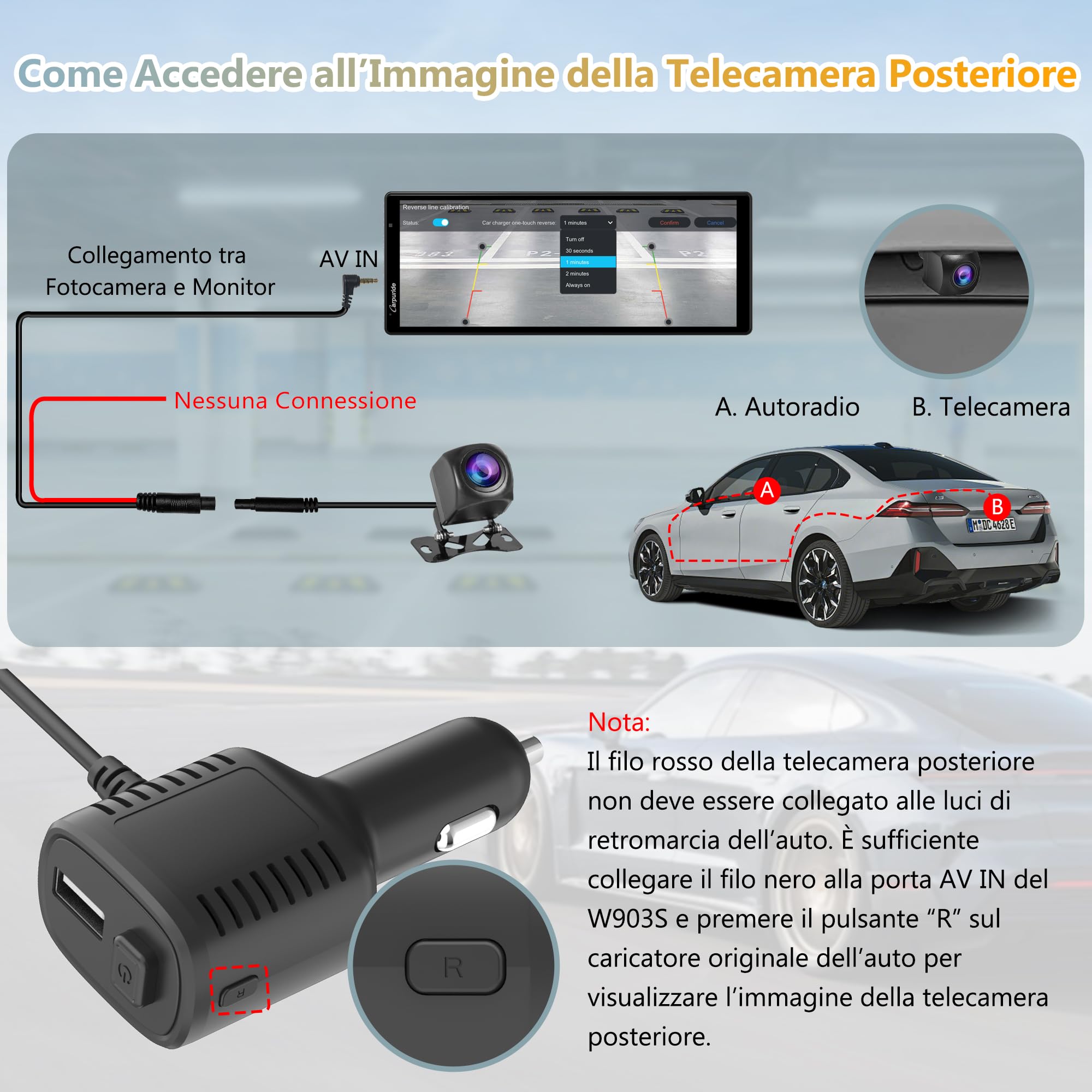 CARPURIDE W903S Schermo con CarPlay & Android Auto e Dash Cam 3 Canali | IPS HD 9,3", Telecam Frontale 4K, Posteriore 1080P, Infrarossi 1080P, Registrazione Loop, GPS, Bluetooth, Siri, Mirror Link