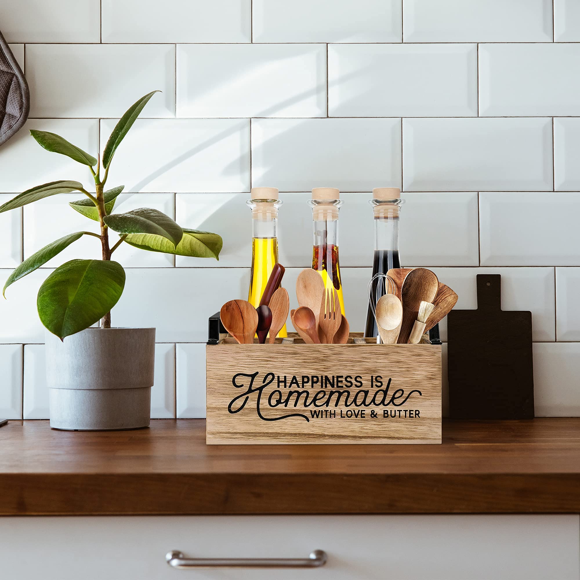 Buy Kitchen Countertop Utensil Holder, Rustic Kitchen Utensil Caddy