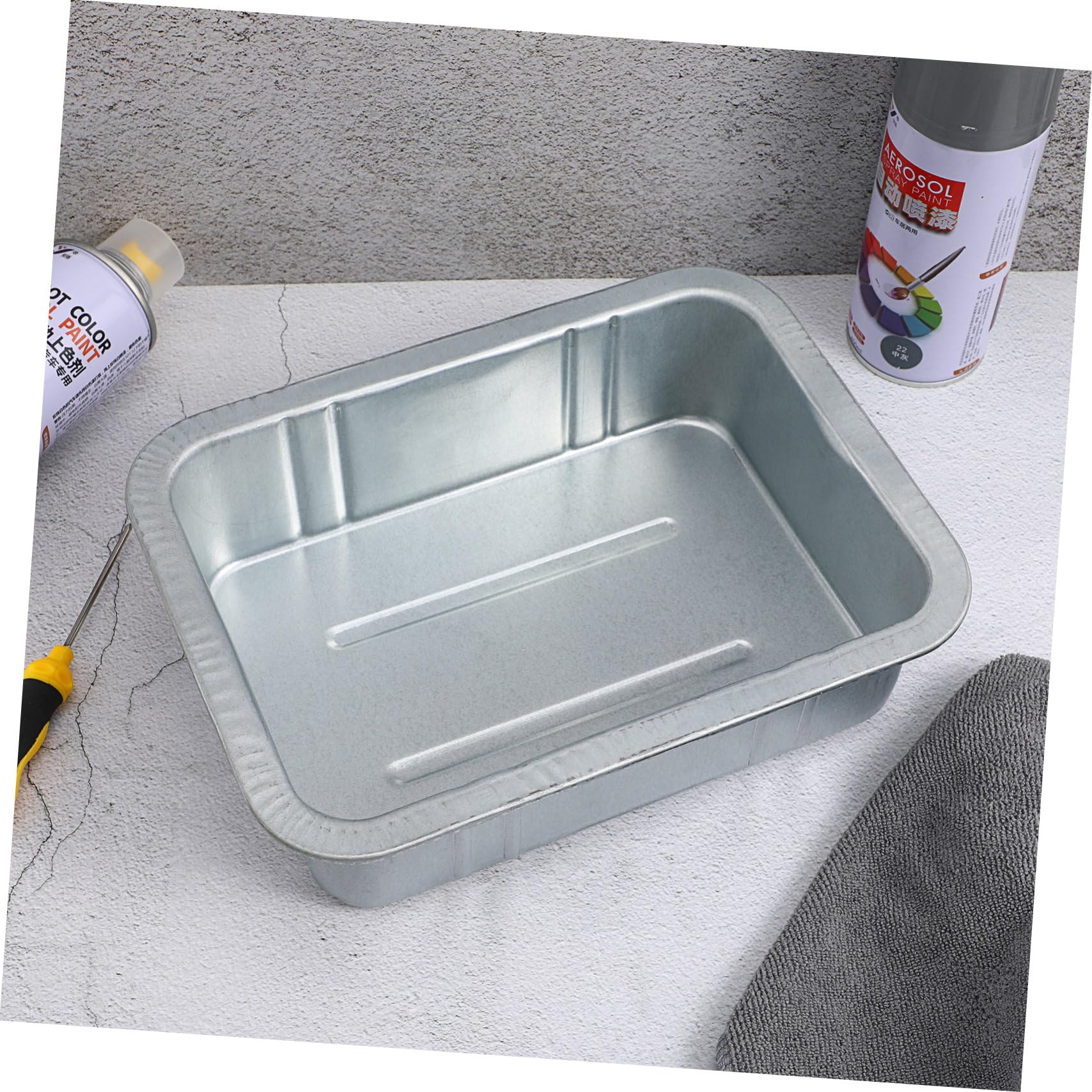 Ciieeo Bac Vidange Récupération Huile Acier D'huile de 5l en Profond Grand Pot Moteur Atelier Réparation Automobile et Carburant