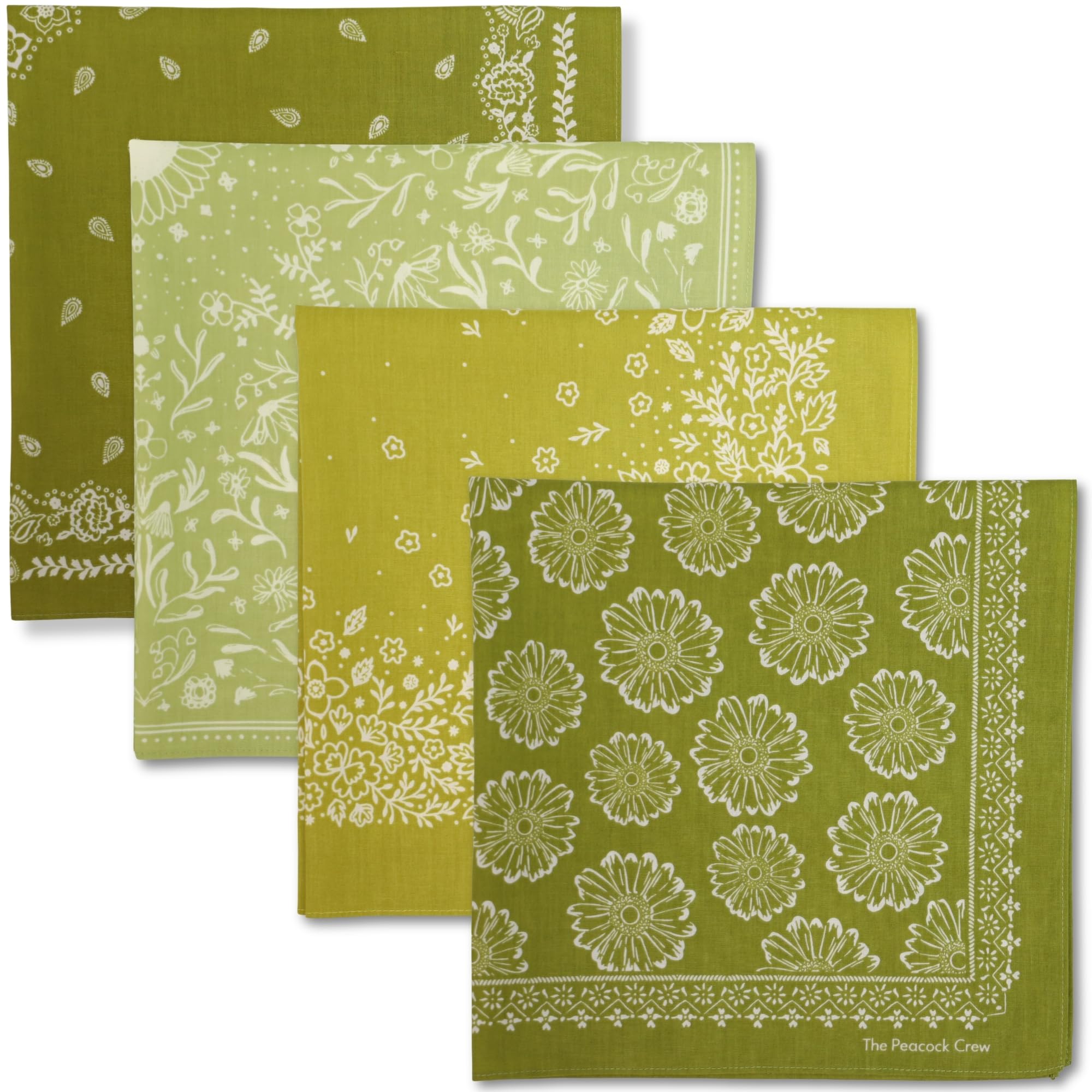 The Peacock Crew Premium Soft Cotton Bandanas Pack for Men and Women Paisley 22 x 22 inches