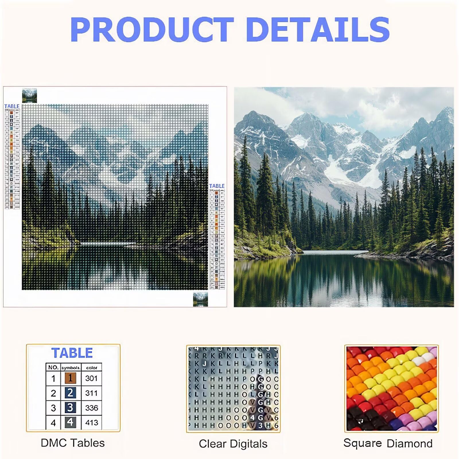 Diamond Painting Adulti, Foresta Diamond Painting Kit Completo, 5D Pittura Diamante Bambini Attività Manuale Creativa e Idea Regalo, Diamantini Crystal Art Tela Fai Da Te Kit 70x70cm Montagna FX#1102