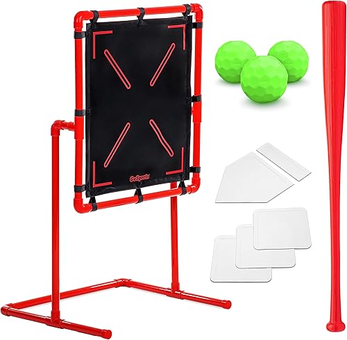 GoSports LotBall - Juego de béisbol para patio trasero con murciélago, 3 bolas, zona de ataque y bases de lanzamiento