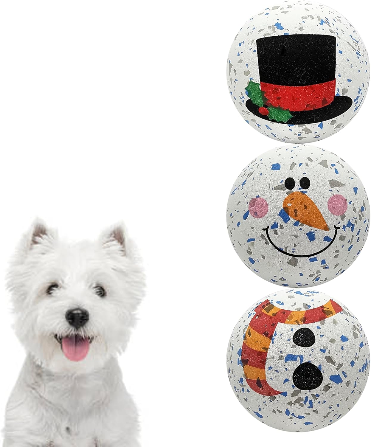 SPORTSPET High Bounce Dog Balls Snowman Stack Edition, Rubber Dog