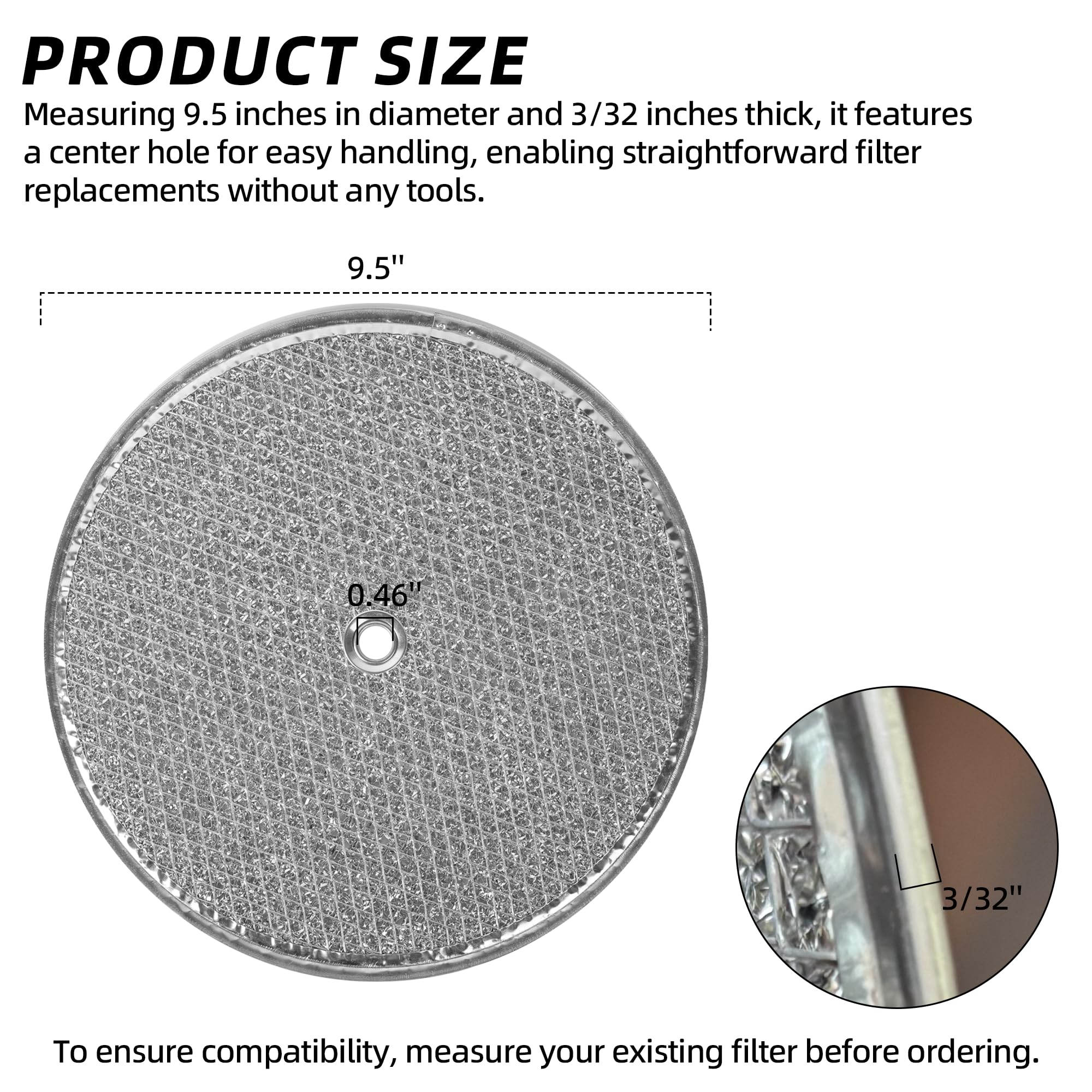 Calvana Aluminium-Fettfilter mit Mittelloch, Dunstabzugshaube, 24,9 cm (9 1/2 Zoll), rund, 3/32 Zoll (3 Stück)