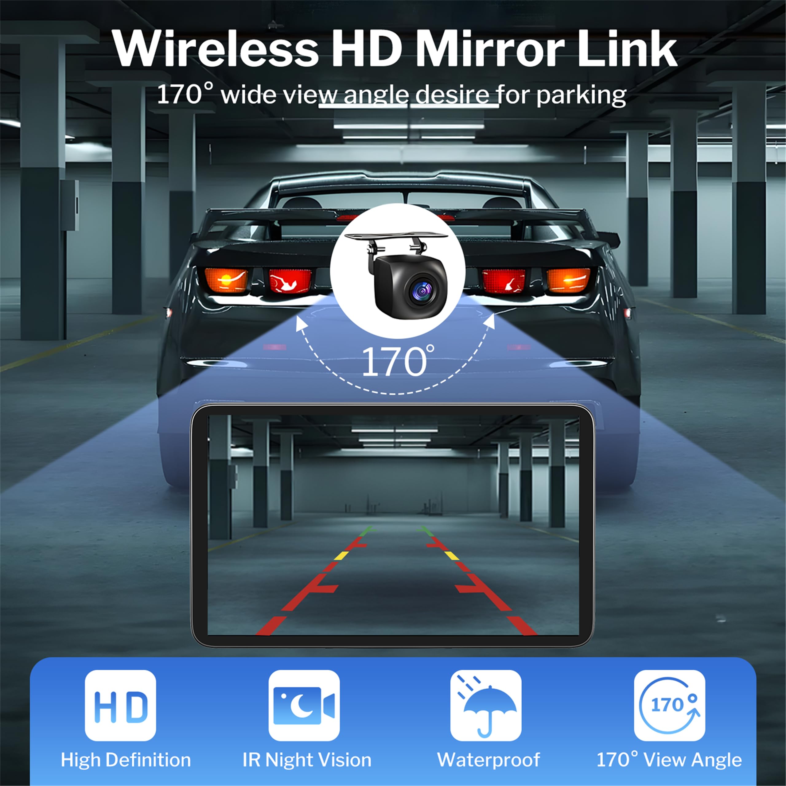 Carplay Android Auto Display 7 pollici Touch Screen Car Play Schermo con telecamera di retromarcia, autoradio Carplay con siri/Googlee Assistant, GPS Navigation, Bluetooth, Mirror Link