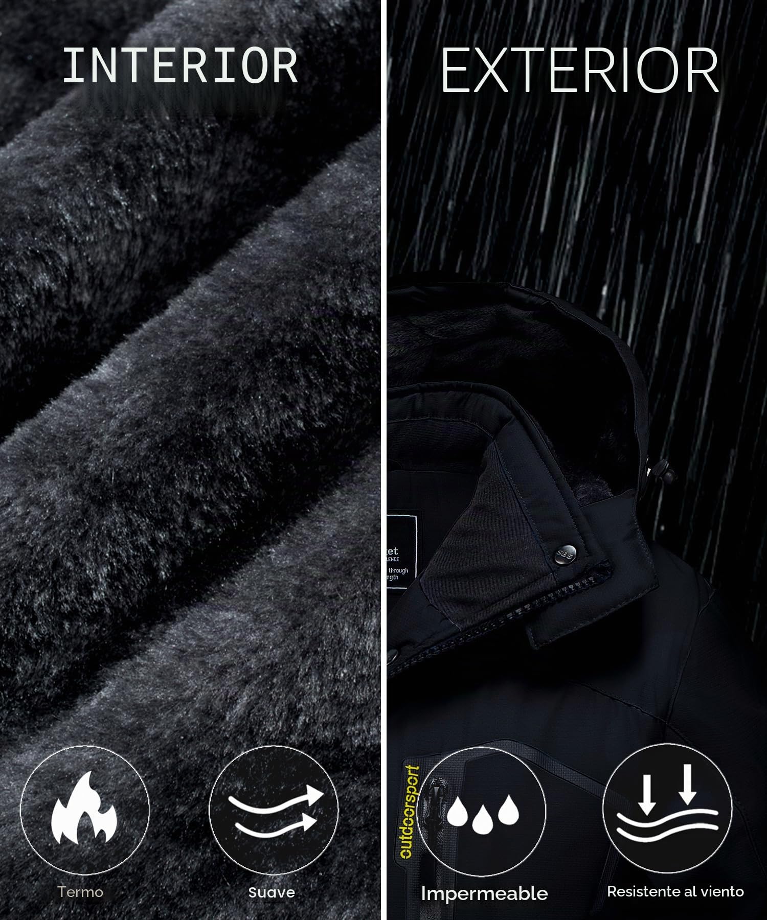Tacvasen - Chaqueta de entretiempo para mujer, con forro, de invierno, acolchada, de senderismo, de esquí, con cremallera impermeable