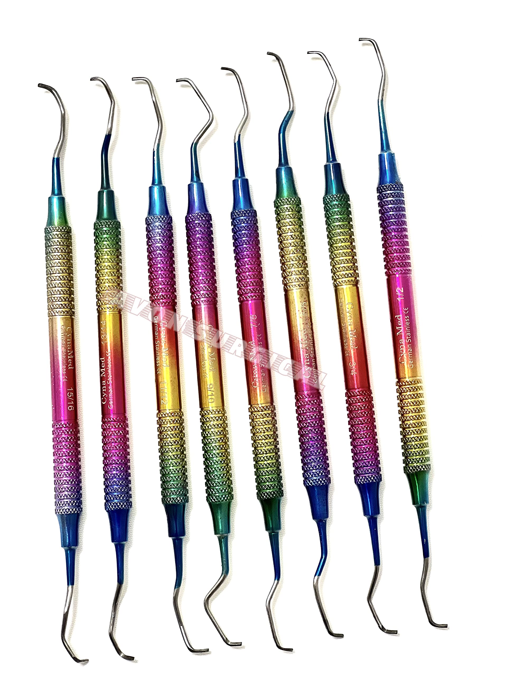 PREMIUM German 8 Pcs PERIODONTAL HOLLOW GRACEY CURETTE SET (SET of 8 EACH)