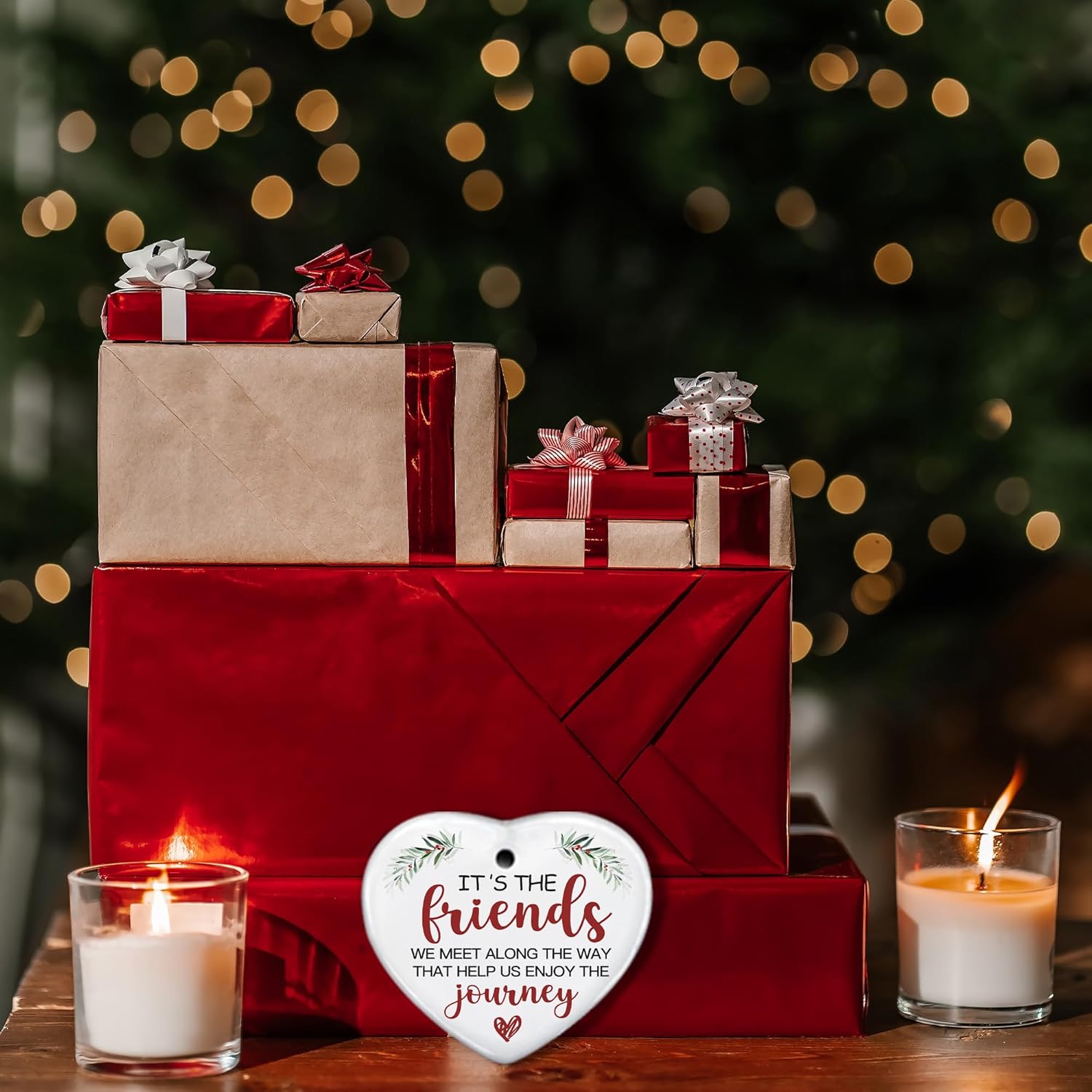 2025 Friend Gifts Ceramic Ornaments, Decor Ceramic Heart-Shaped Hanging Ornament, Ornament Friendship Gifts for Soul Sisters Women Besties Christmas Ornaments Inspirational Gift -A10 - Image 6