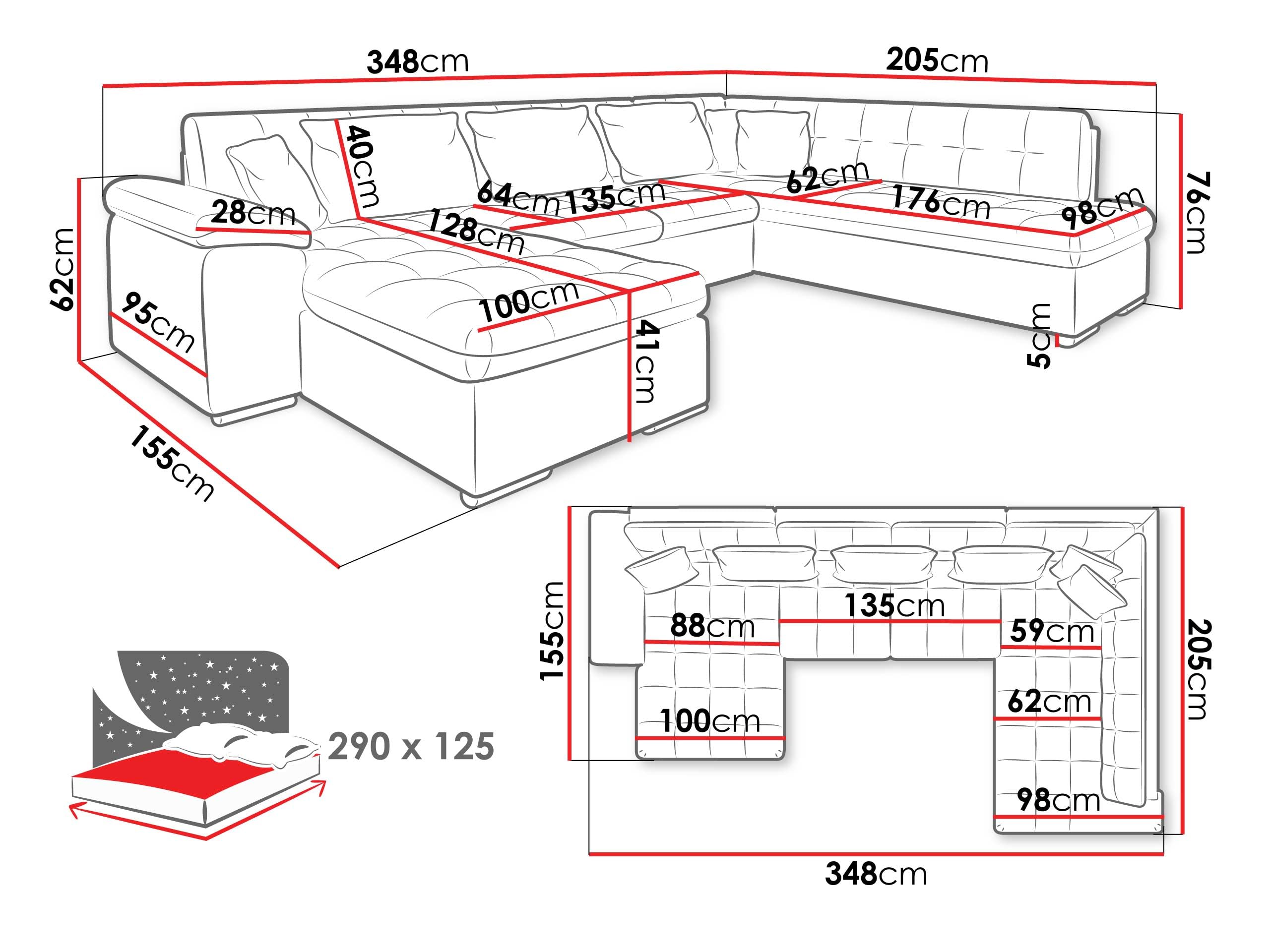 Mirjan24 Eckcouch Ecksofa Niko Bis, Design Sofa Couch mit Schlaffunktion und Bettkasten U-Sofa Farbauswahl Wohnlandschaft vom Hersteller (Ecksofa Links, Soul 20 + Soul 13)