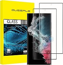 QUESPLE 2 Pezzi Pellicola Protettiva in Vetro Temperato per Samsung Galaxy S22 Ultra 5G 2022, 3D Copertura Completa Protezione Schermo per Samsung S22 Ultra, Durezza 9H/ Facile Installazione