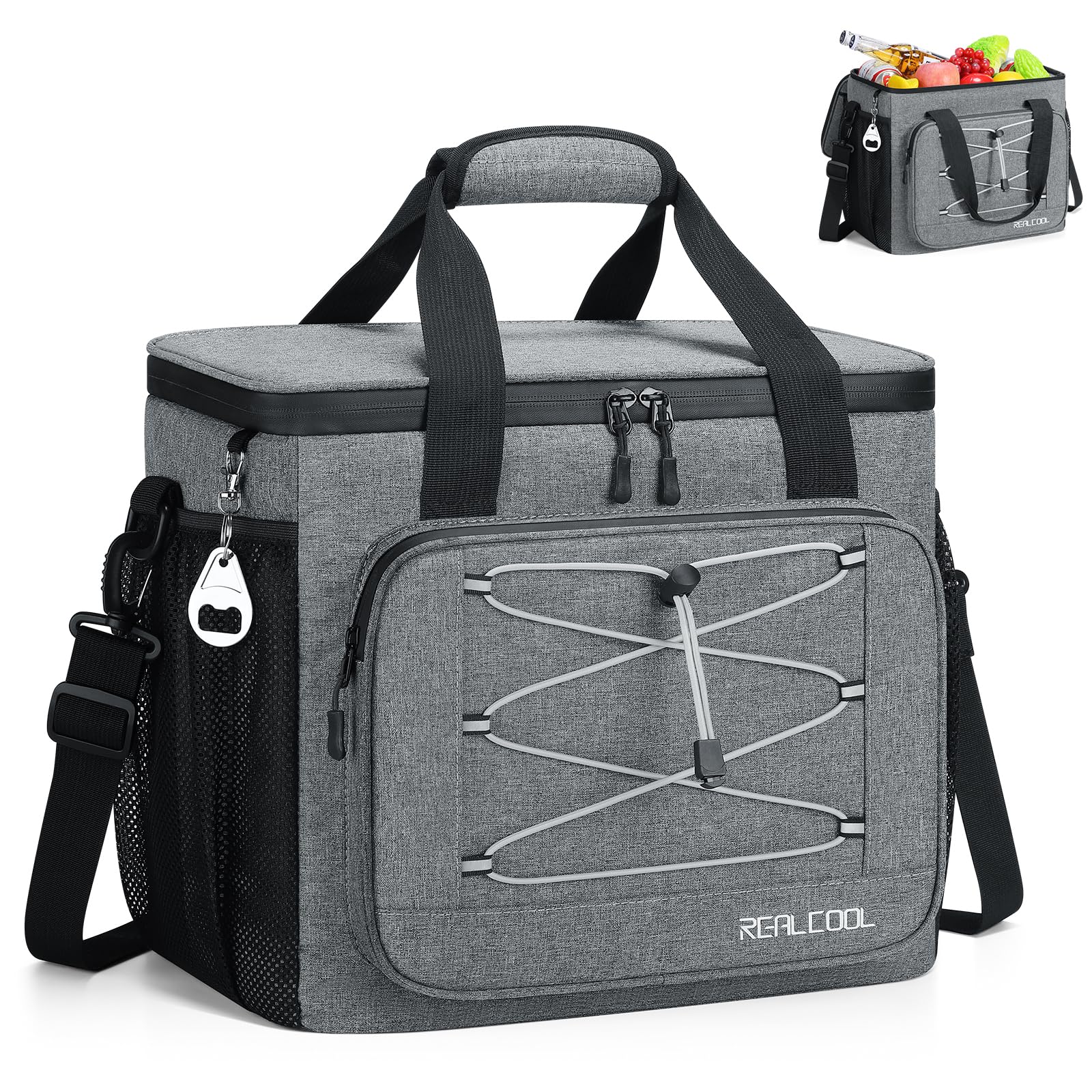 RealCool Soft Cooler Bag 35/45Can, Collapsible Cooler Insulated Leak Proof, Large Lunch Box for Men Women, Soft-Sided Cooler for Picnic, Grocery, Beach, Camping, Travel