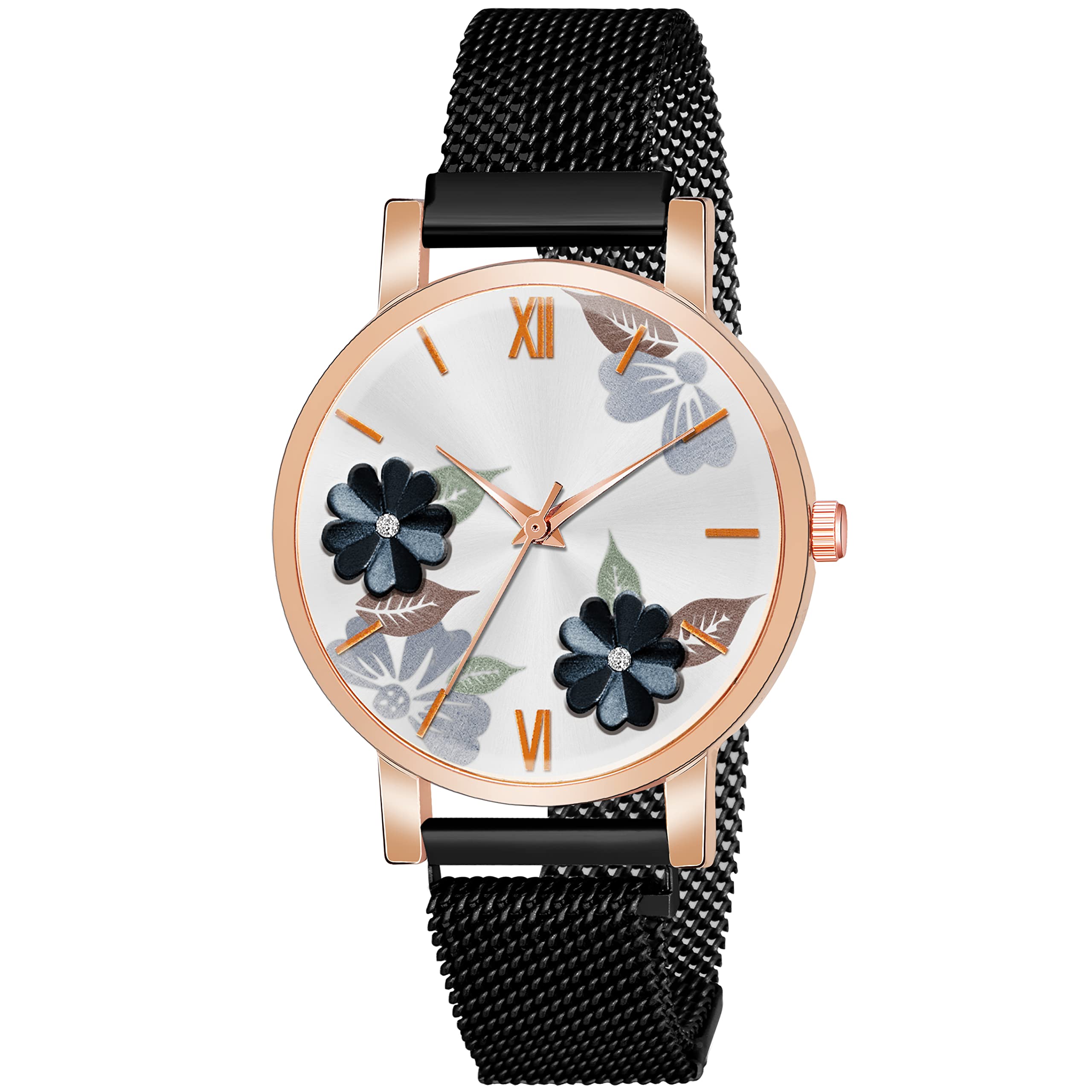 KIARVI GALLERY Analogue Flowered Dial Unique Designer Magnetic Strap Women's and Girl's Watch