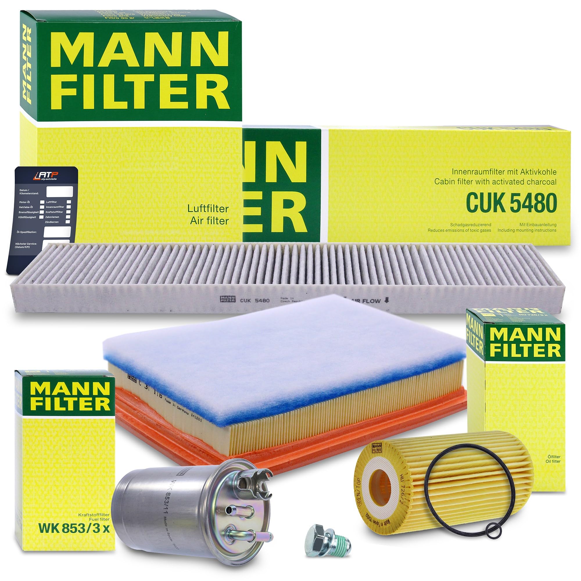 BESTPRICE Inspektionspaket Filterset - Ölfilter, Kraftstofffilter, Luftfilter, Innenraumfilter + Motoröl 5W-40 5L