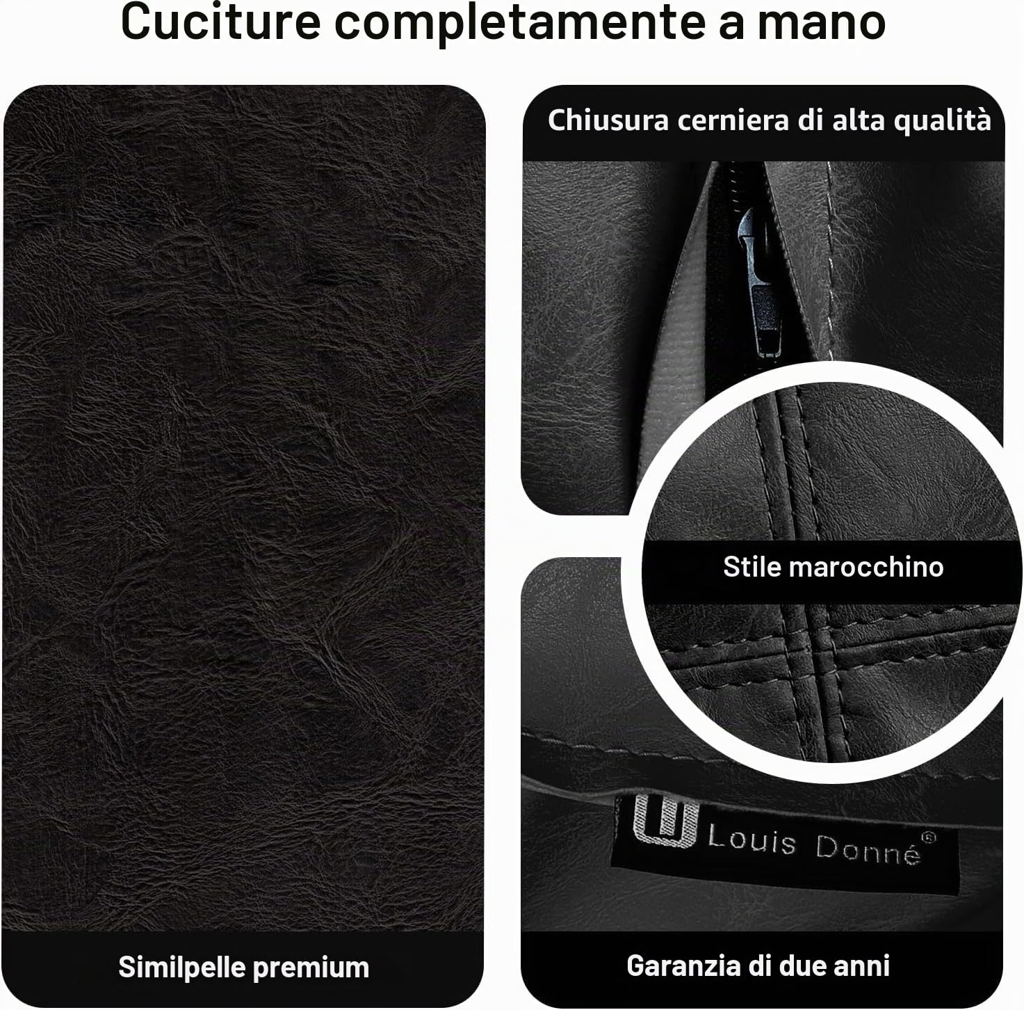 Louis Donné Pouf per pouf non imbottito, 17,7", quadrato, pouf ottomano, per soluzioni di stoccaggio, poggiapiedi in pelle impermeabile, per poggiapiedi (nero)