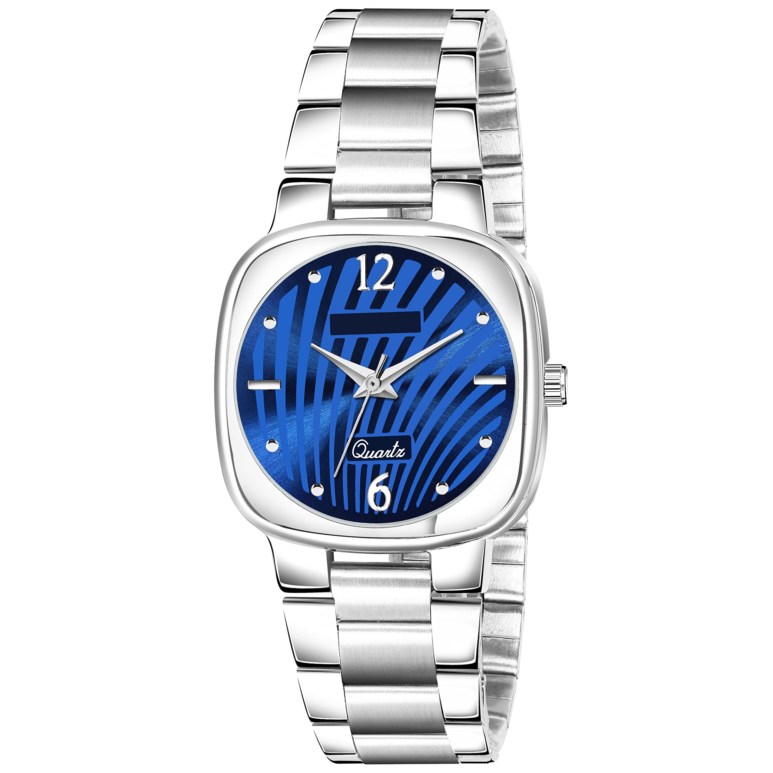 Shocknshop Analog Square Case Round Dial Casual Ladies Stainless Steel Silver Plated Chain Wrist Watches For Women & Girls (Blue) (B0BHSTTWJX) Amazon Price History, Amazon Price Tracker