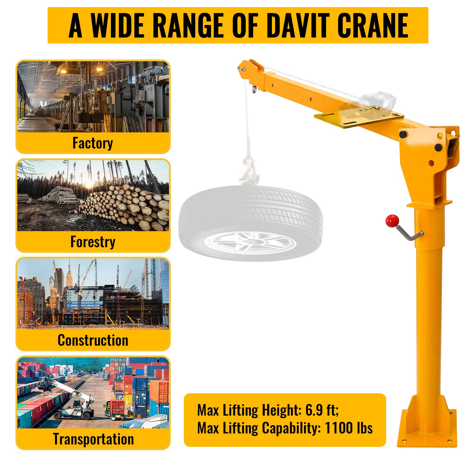 Amazon.co.jp: Davit Crane 1100ポンド トラッククレーン 360°回転手動