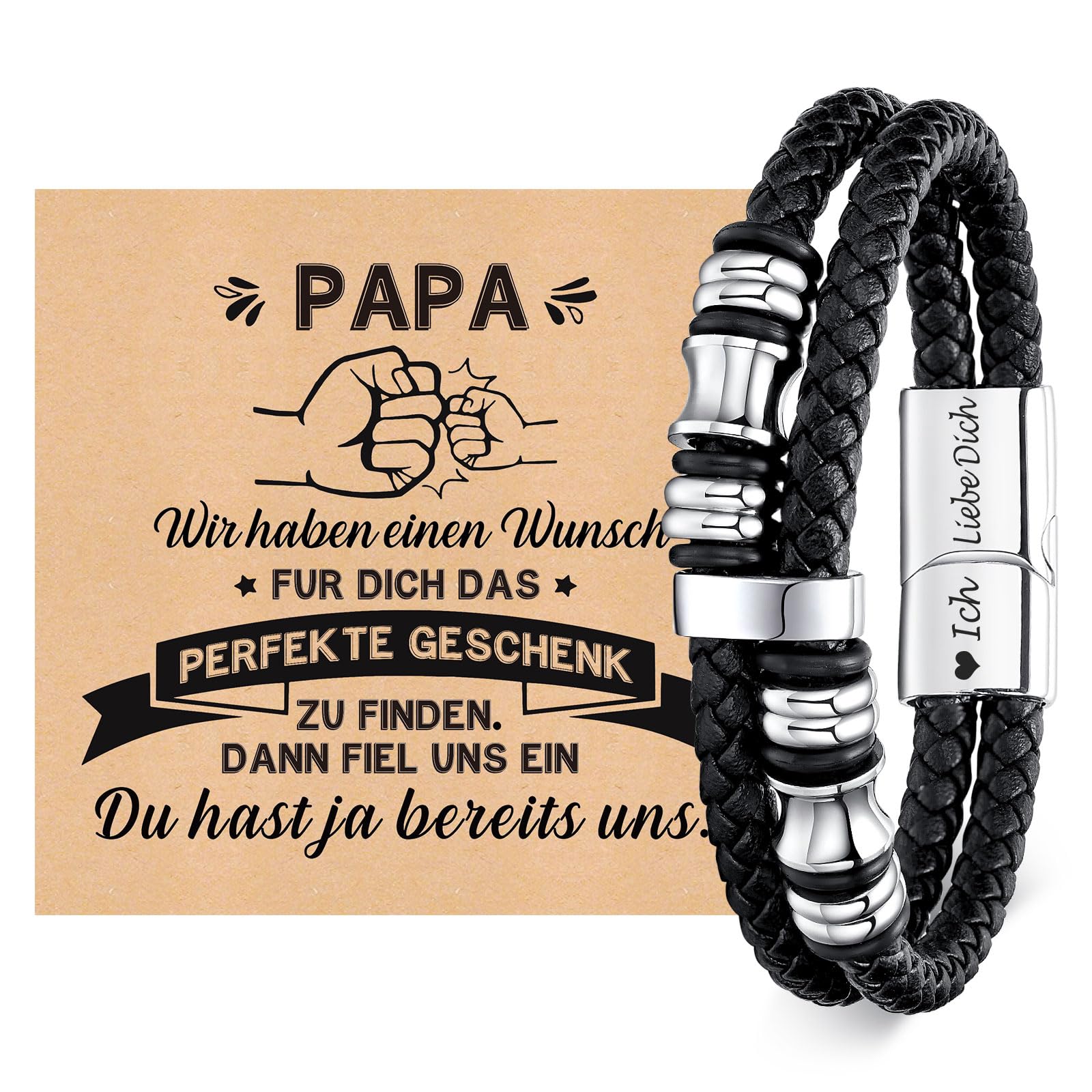 Armband Herren Lederarmband Sohn Geschenk von Mama - Armband für Meinen Sohn Geburtstagsgeschenk für Teenager 18. Geburtstag Junge Azubi Mutmacher Geschenk für 16 19 21 Jährige Männer