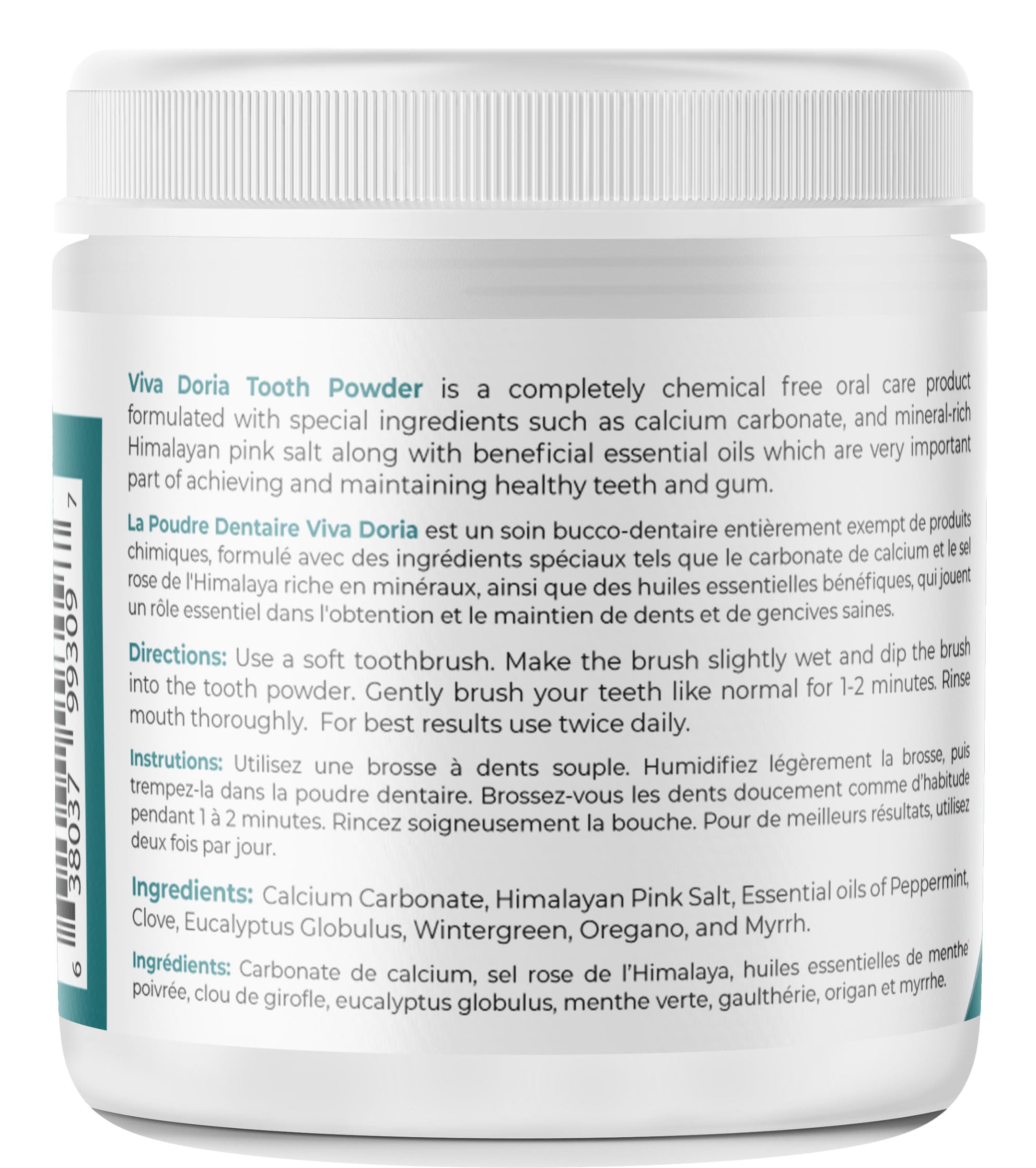 Viva Doria Natural Remineralizing Mint Tooth Powder 283g
