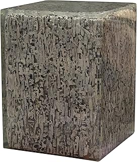 Benjara 18 Inch Vintage Pedestal Stand Side End Table, Square Top, Gray