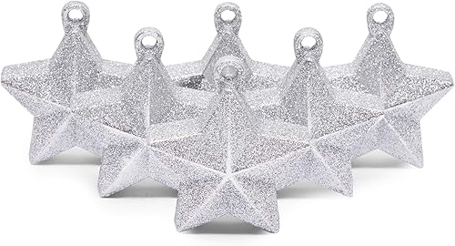 Miniatura 6 de Sparkle and Bash Pesos de globos de estrella con purpurina, decoraciones de fiesta plateadas, 5.2 onzas (3.5 pulgadas de largo) x 1.75 pulgadas de