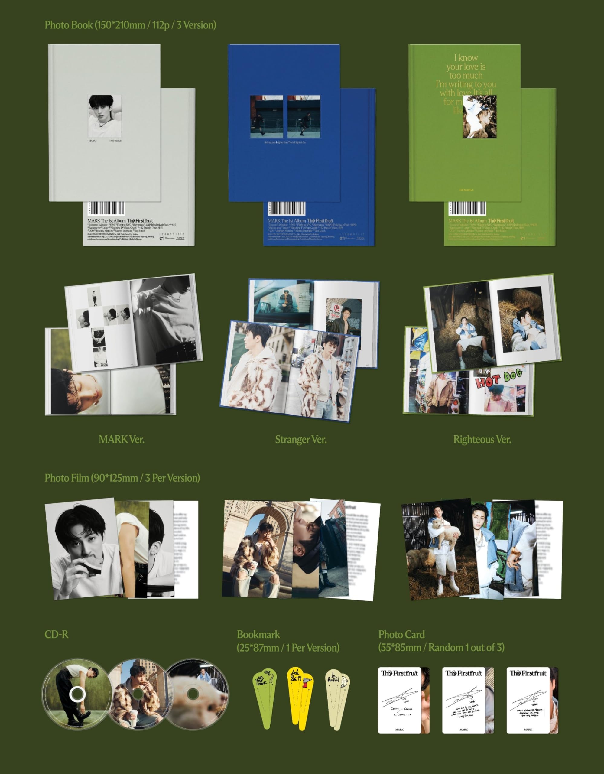 NCT MARK The Firstfruit [Photobook 3 Ver Set] 1st Full Album (NOT Trilogy Ver)
