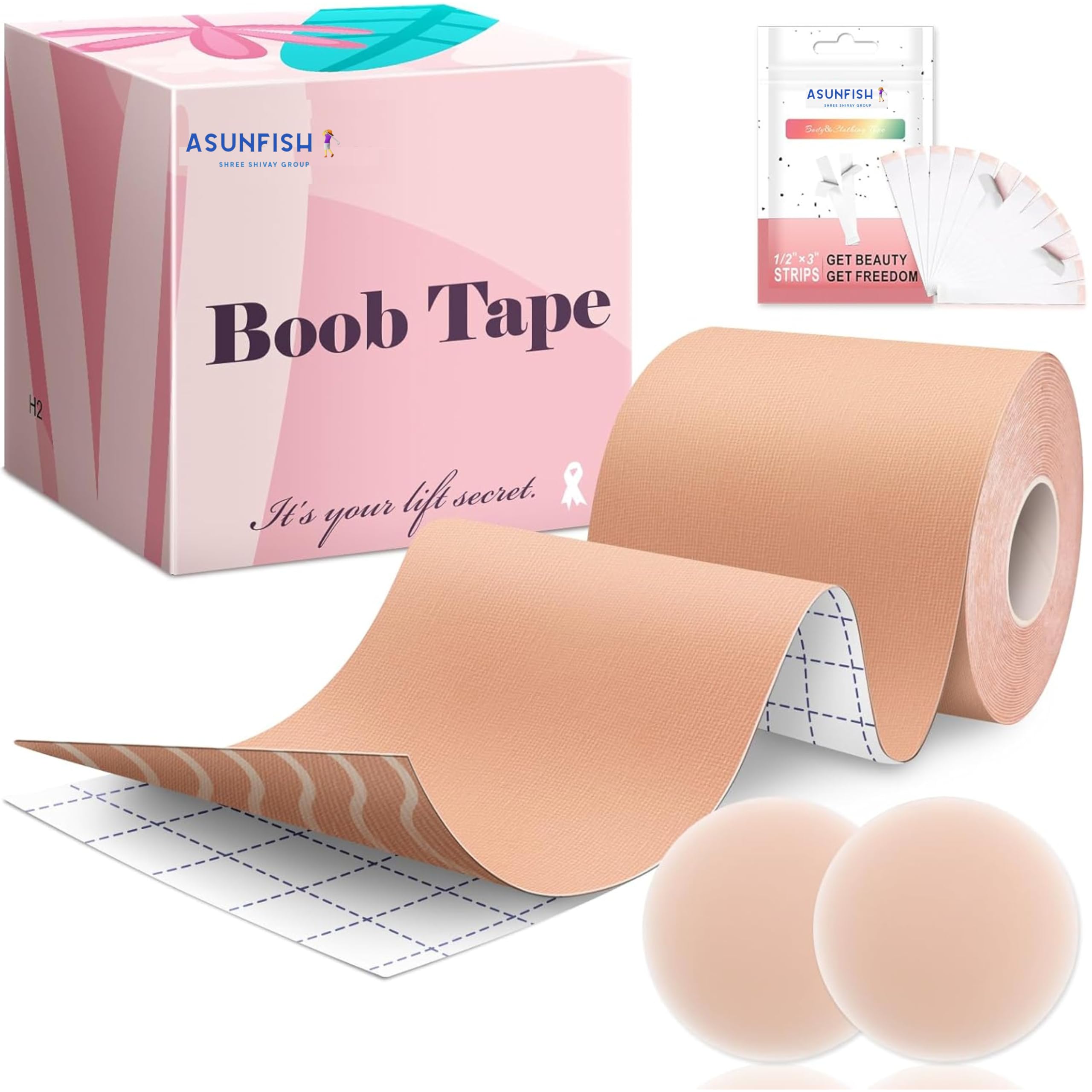 Breast Lift Tape, Breathable and Sweat Resistant, Skin-Friendly Body Tape with Silicone Petals, Beige-image-11