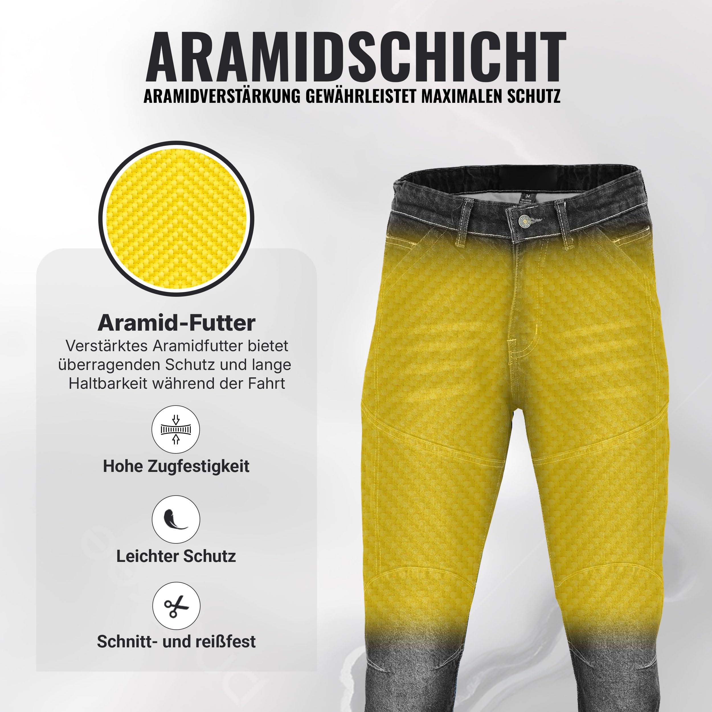 Motorradhose Herren, Motorrad Jeans Damen Aus Aramidfaser, Unisex Motorrad Schutzhose Hose Mit Protektoren CE-geprüft nach EN 17092-3:2020