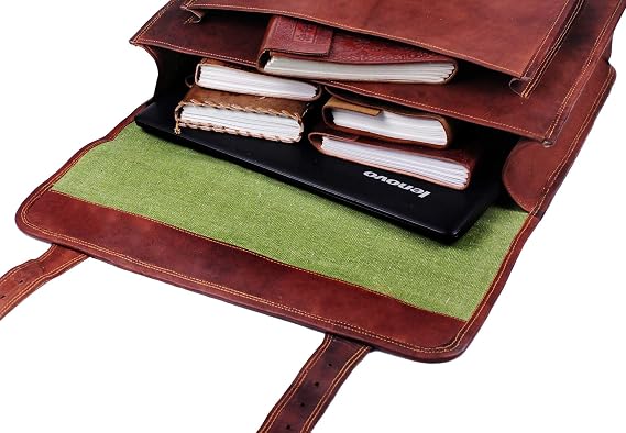 Leather Laptop Bags for Men Full Grain Leather Messenger Bag Leather Briefcase Computer Satchel Crossbody Shoulder Bag (Medium)
