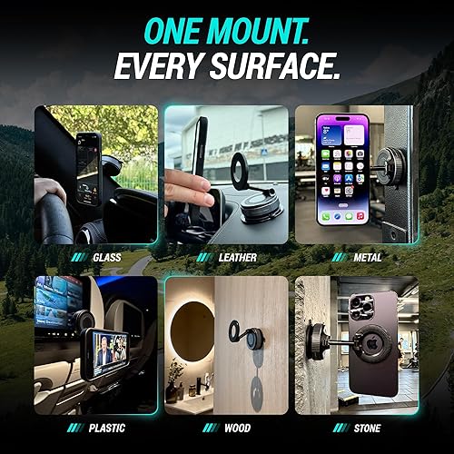 Miniatura 5 de CARMOUNT Clutch-X One - Soporte de teléfono con ventosa para iPhone, soporte de teléfono para ventana, soporte magnético de teléfono de 360, soporte