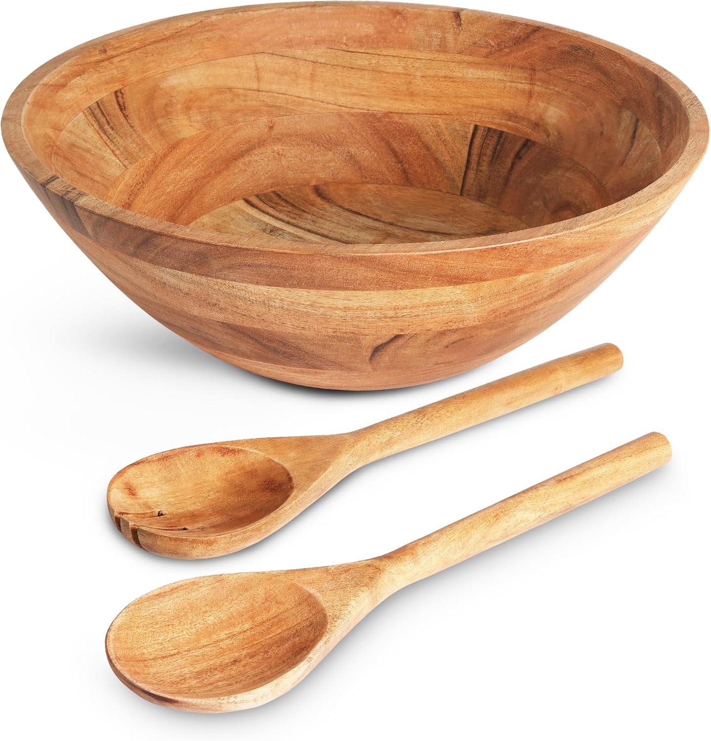 Wooden Salad Bowl Set Food Safe & Sustainable Decorative Bowl Wood