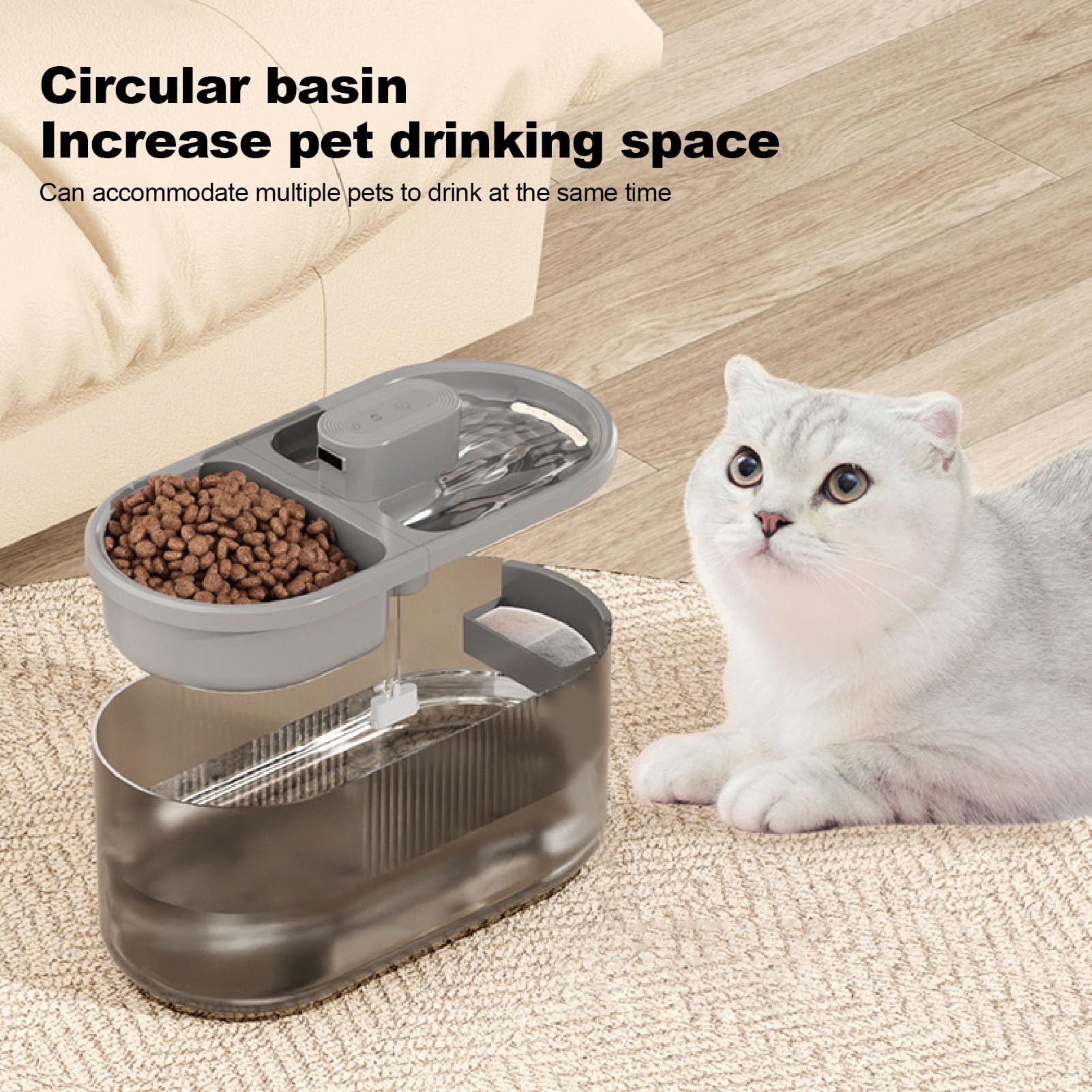 Fontana per Animali Domestici Fontana Automatica per Gatti Distributore di Acqua e Cibo 2 in 1 da 4,5 Litri con Filtro Integrato Design Staccabile per Cuccioli di Gatti e più Animali