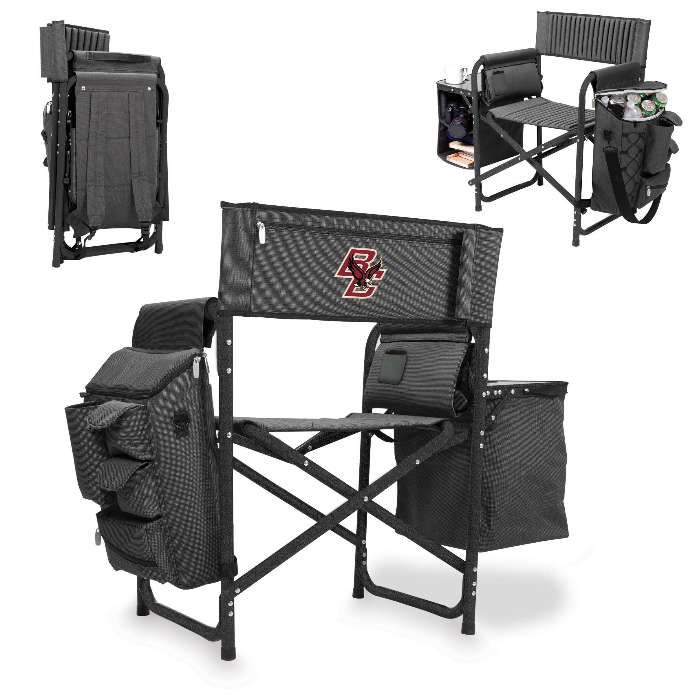 PICNIC TIME NCAA Boston College Eagles Fusion Camping Chair with Side Table and Soft Cooler - Beach Chair for Adults - Lawn Chair