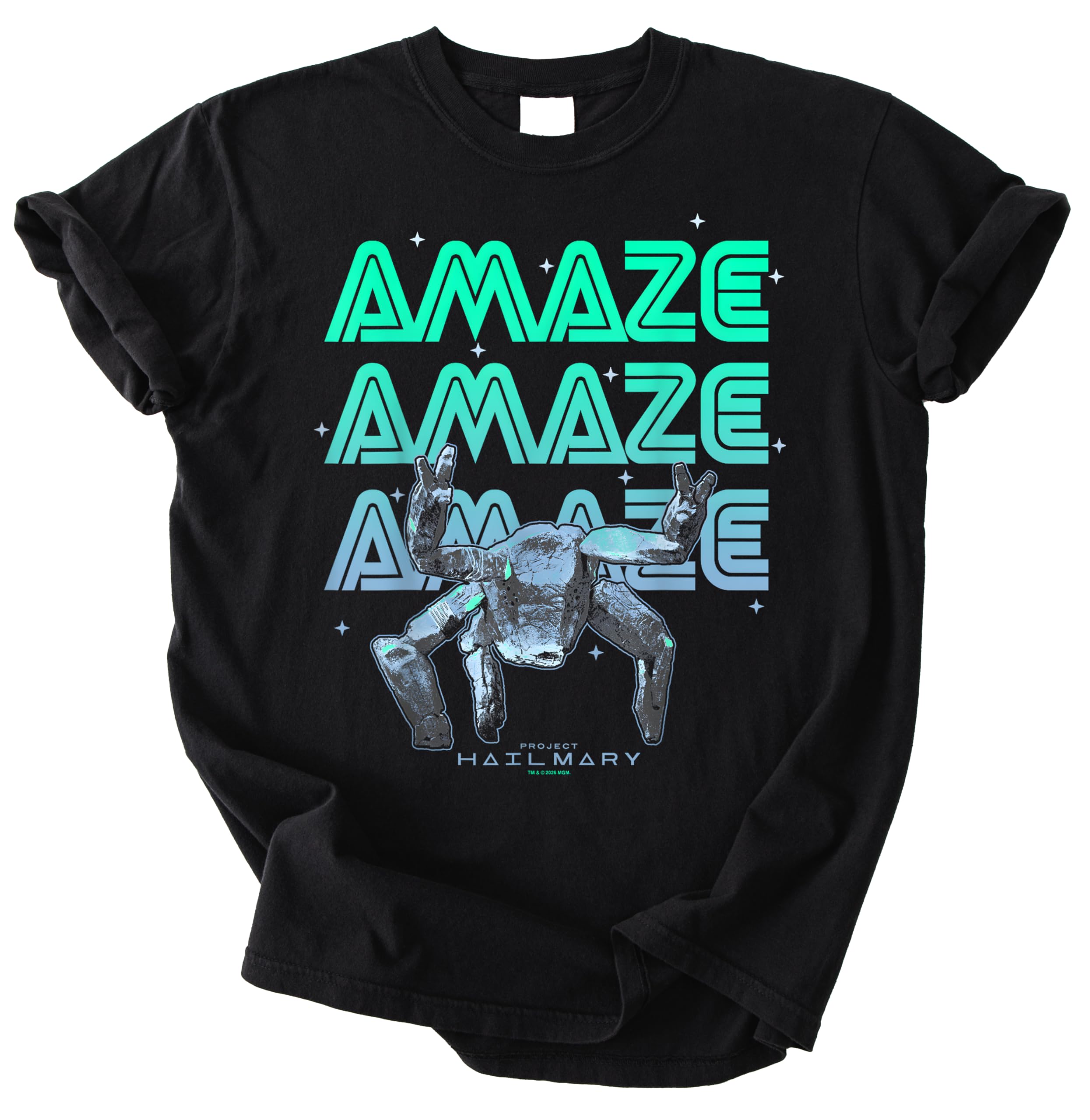 Project Ha.i.l M.a.r.y Amazing Rckey Neon Shirt - Amaze Robotic Space Mission T-Shirt – Futuristic Graphic Tee with Robot Design