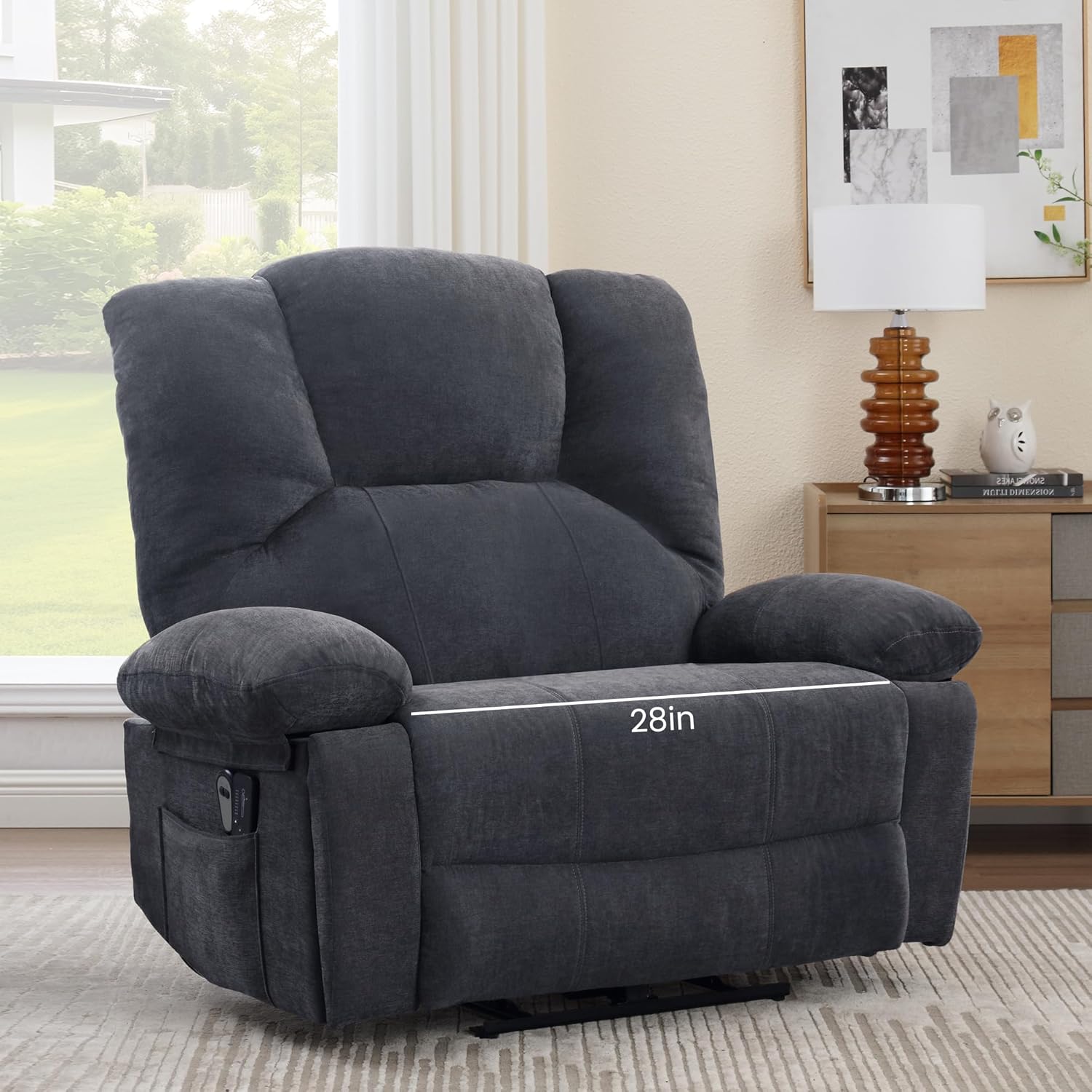 Oversized Power Recliner Chair 350lb with Hidable Cup Holders