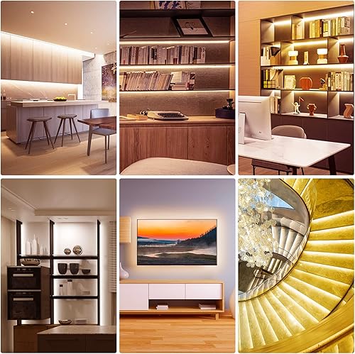 Vista 7 de DAYBETTER Kit de iluminación para debajo del gabinete, 6 tiras de luces LED con control remoto, regulador de intensidad y adaptador, regulables