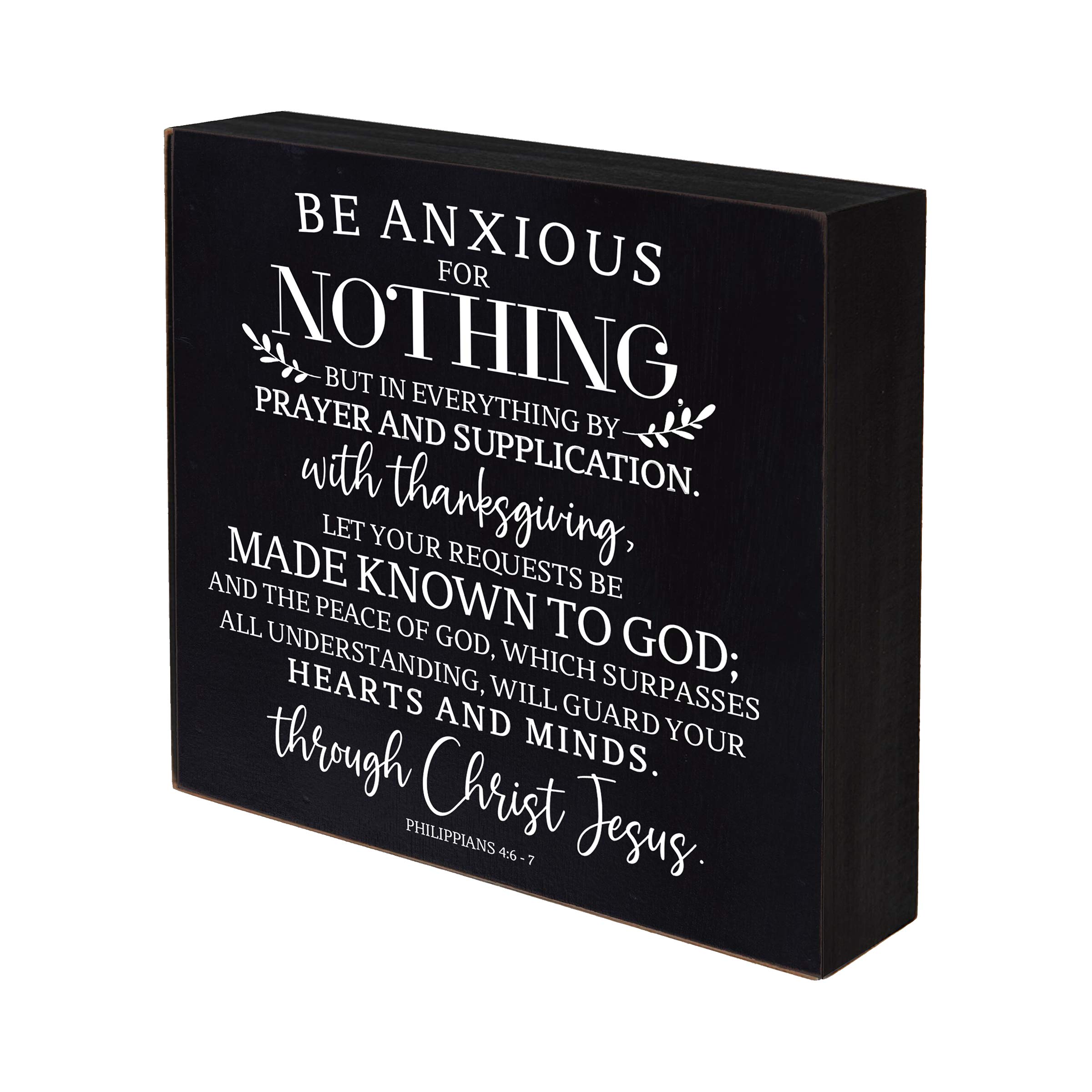 LifeSong Milestones Inspirational 6x6 Shadow Box Be Anxious for Nothing Gift for Parents, Couples House Christian Wall Art Decor for Husband, Wife Housewarming Gift Table and Shelf Sitters (Black)