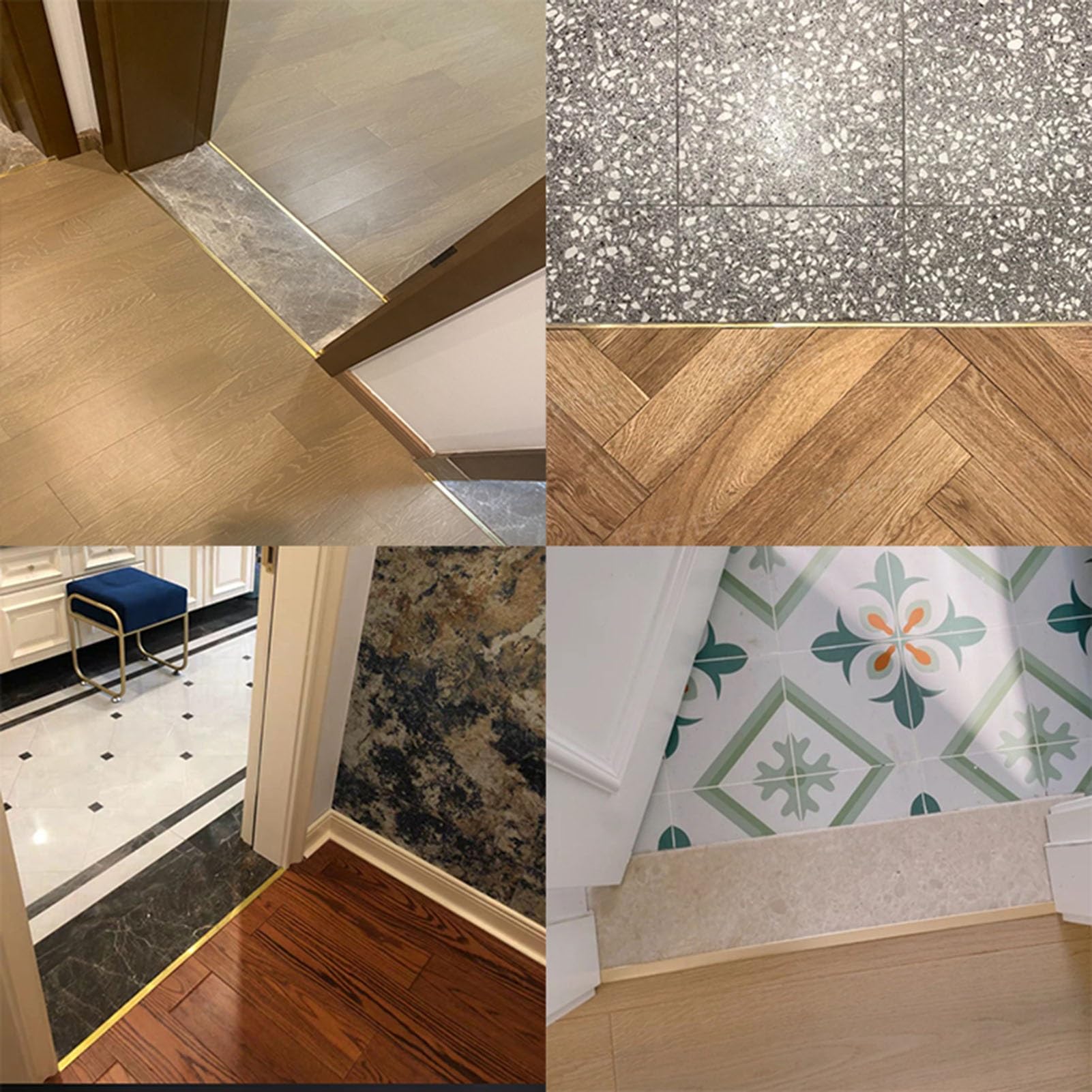 Profilo di Transizione Striscia di Transizione per Bordatura del Pavimento in Ottone Spazzolato, Striscia di Finitura per Modanatura a T da Legno Piastrelle, Barra di Giunzione per Fessure del Pavimen