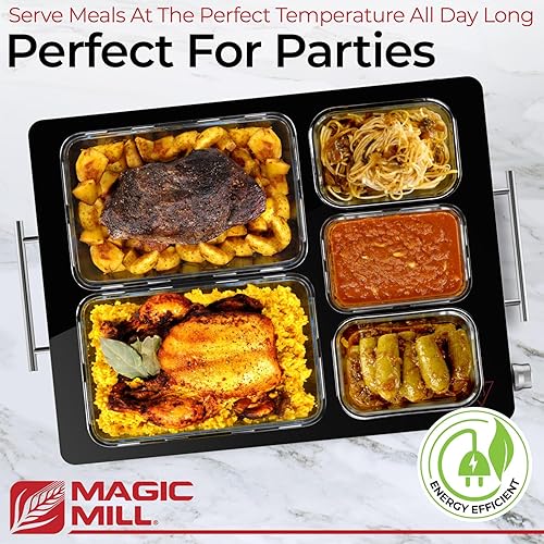 Miniatura 3 de Magic Mill Bandeja calentadora de alimentos de vidrio extragrande 21x16