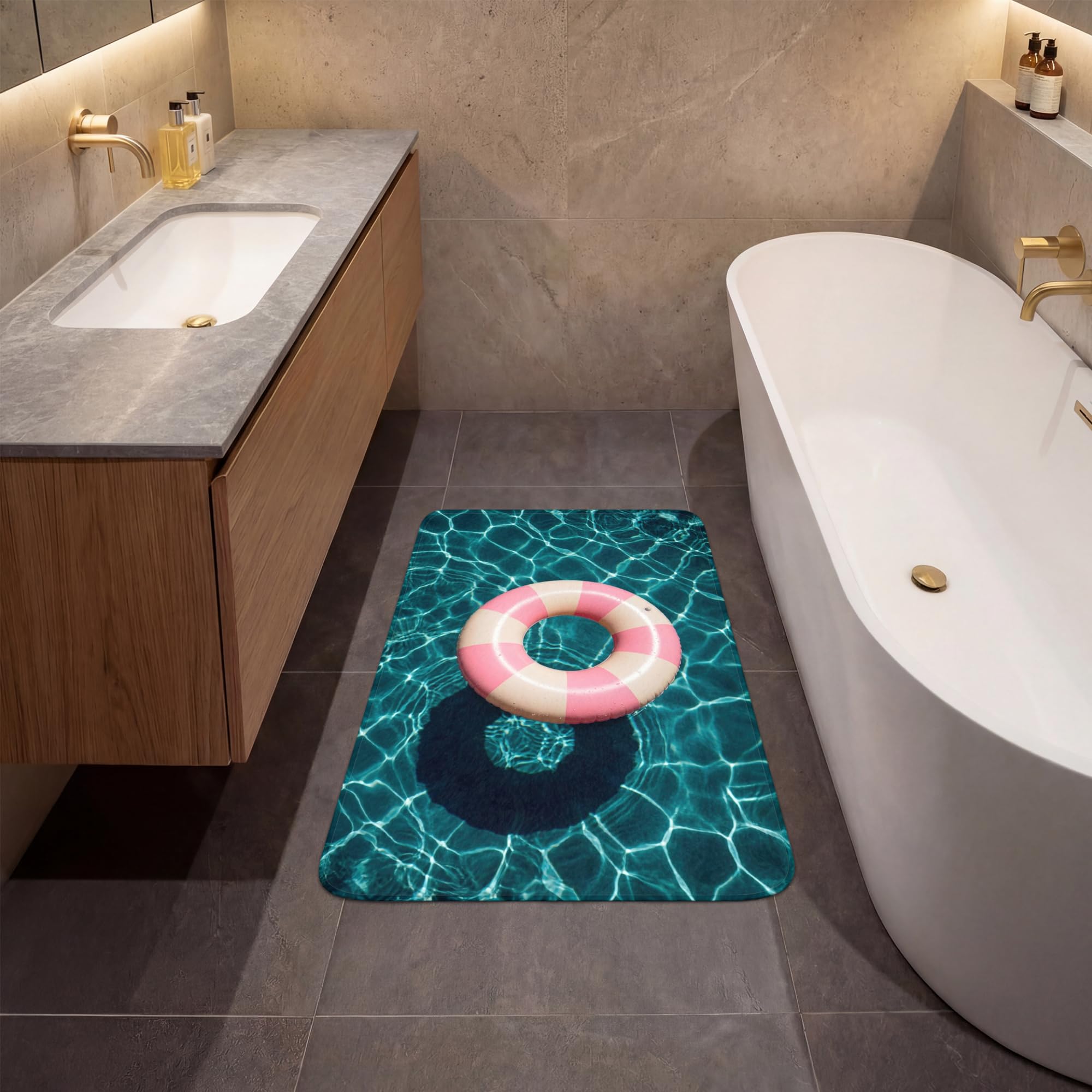 Alfombra De Baño Rectangular 60x90 cm Bathroom Bath Mat Lavable Tapete Antideslizante Alfombras Ducha Decoracion Alfombrilla Flotar - Remar - Agua