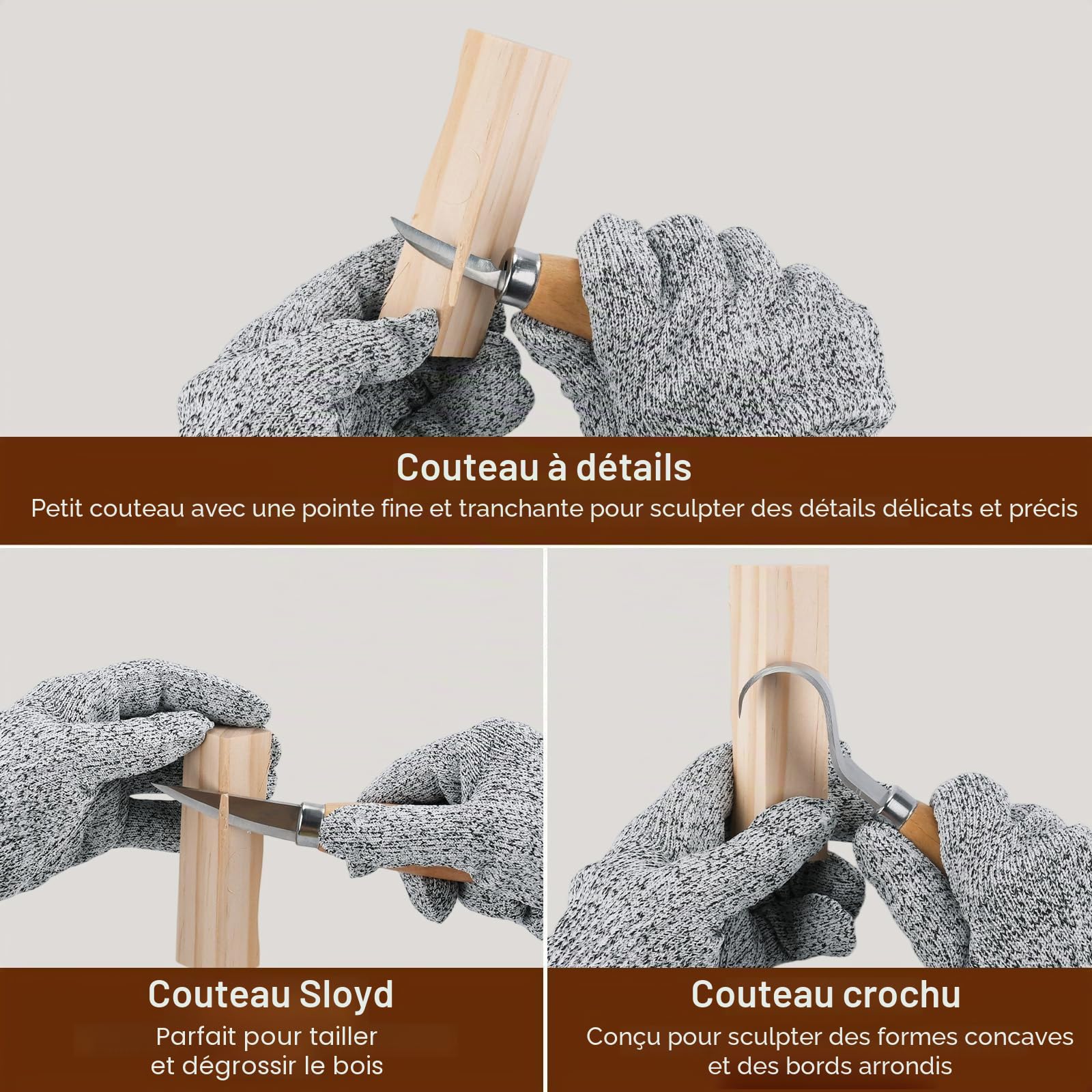 Kit Sculpture Bois 28 en 1, Outils de Sculpture avec Couteaux de Sculpture, Ciseaux à Bois, Gants Résistants aux Coupures, Sac de Transport, Outils de Sculpture pour Adultes, Enfants, Débutants