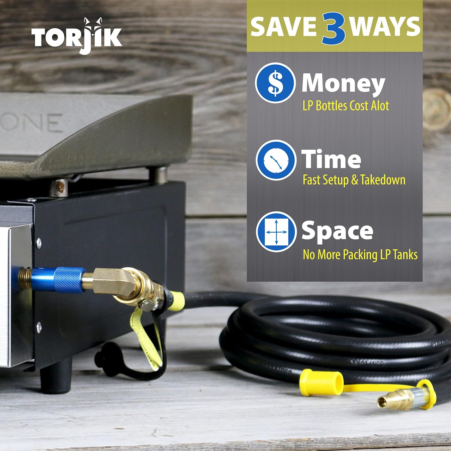 TORJIK Converta•BL | TJ75BL | 12’ RV Quick Connect Conversion Kit | Compatible with Blackstone 17”/22” Griddles | ¼” Size Quick Connect