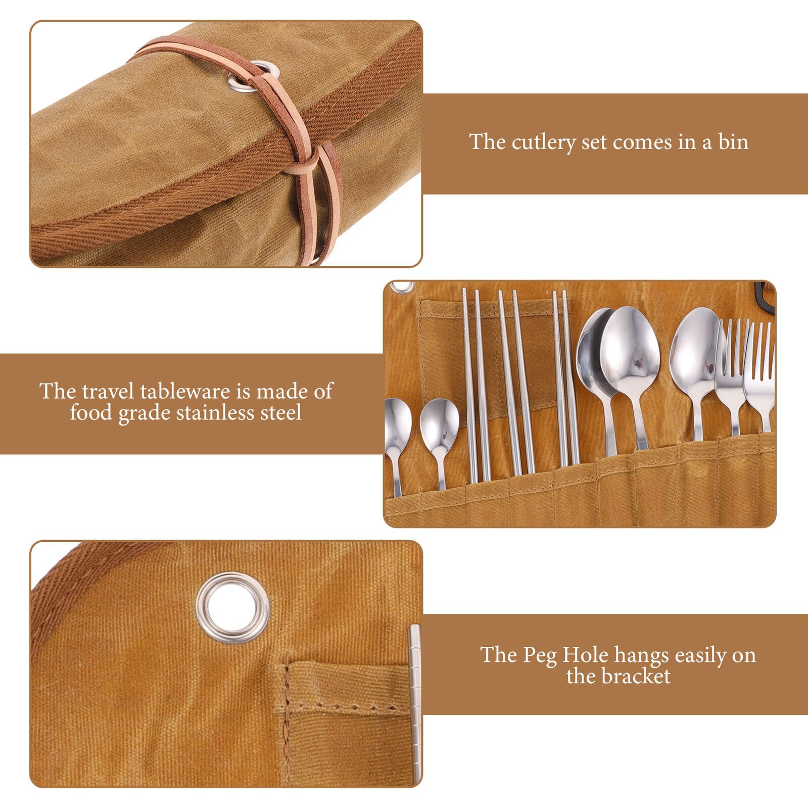 SUPVOX Ensemble de Vaisselle de Voyage Pliable, Pochette de Rangement Compacte en Toile, Couverts de Camping Légers, Set de Pique-niques pour Randonnée et Barbecue en Plein Air