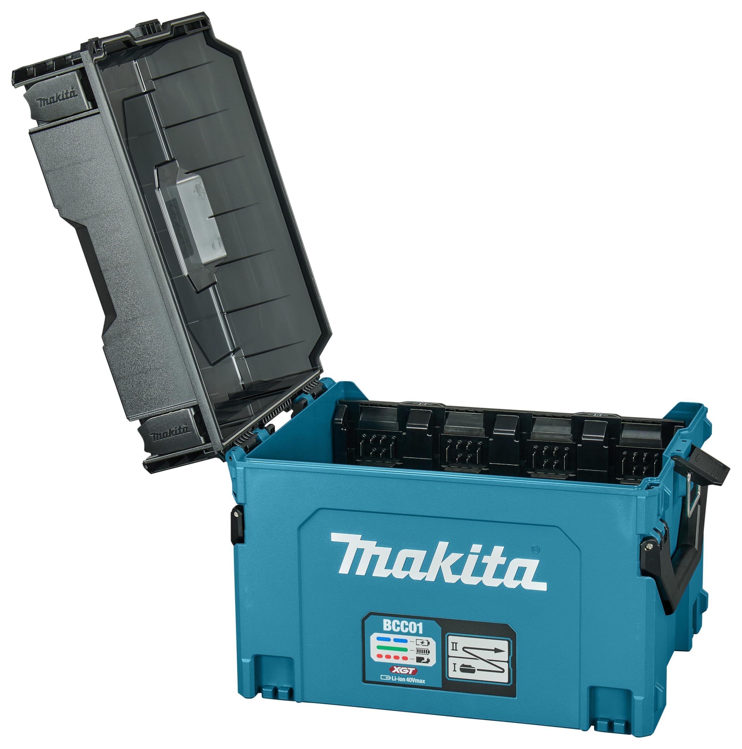 Makita Mallette de chargement de batterie BCC01, 40 V max., 8 emplacements, série XGT, pétrole/noir 1914U3-7
