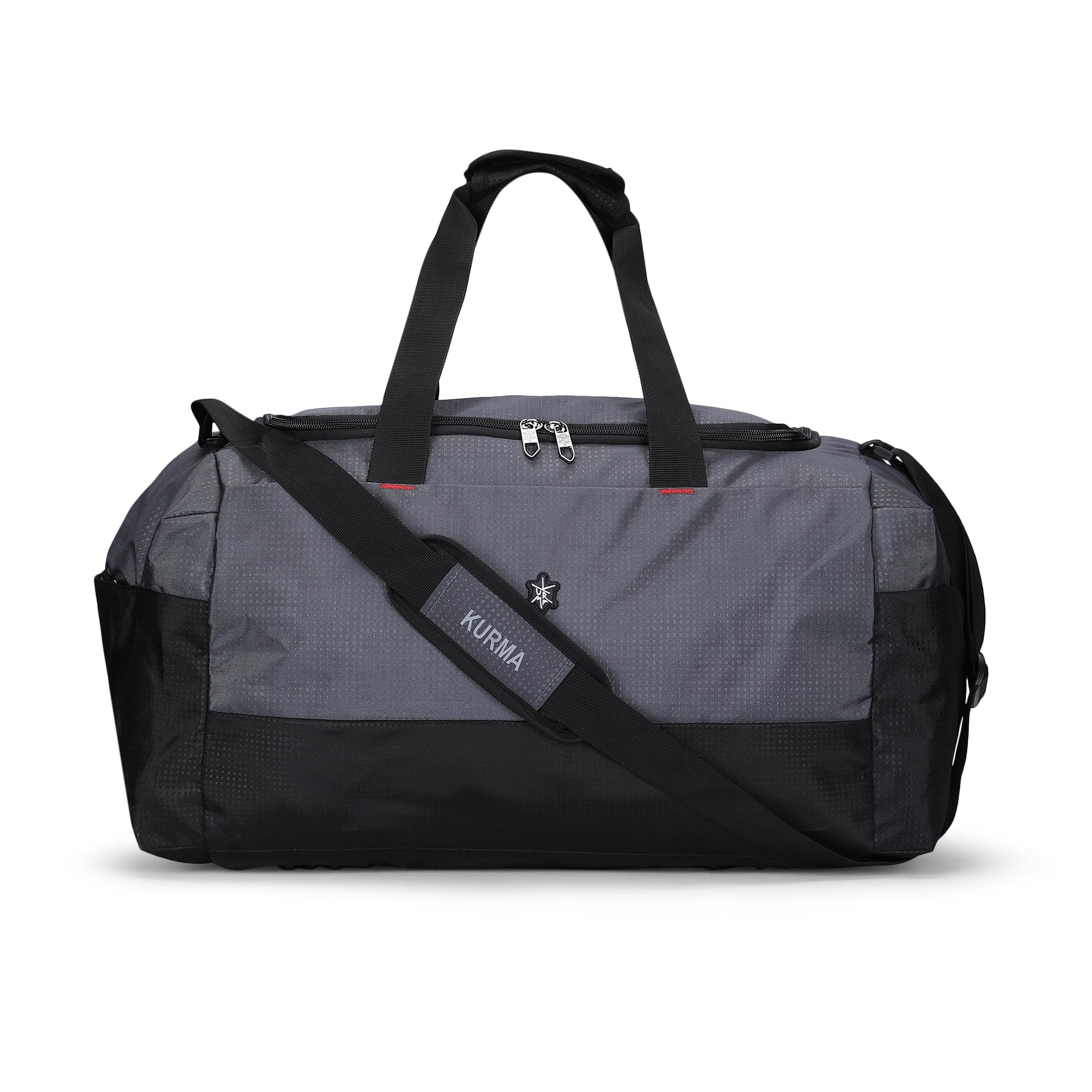 kurma Unisex City Chic Df 50-Liter Polyester 20 Inch Duffle Gym Bags/Adjustable Shoulder Bag/Fitness Bag/Carry Bags/Cabin & Travel Bag with Front & Side Pockets - (KTBUBLK27-0725, Grey/Black)-picture-24